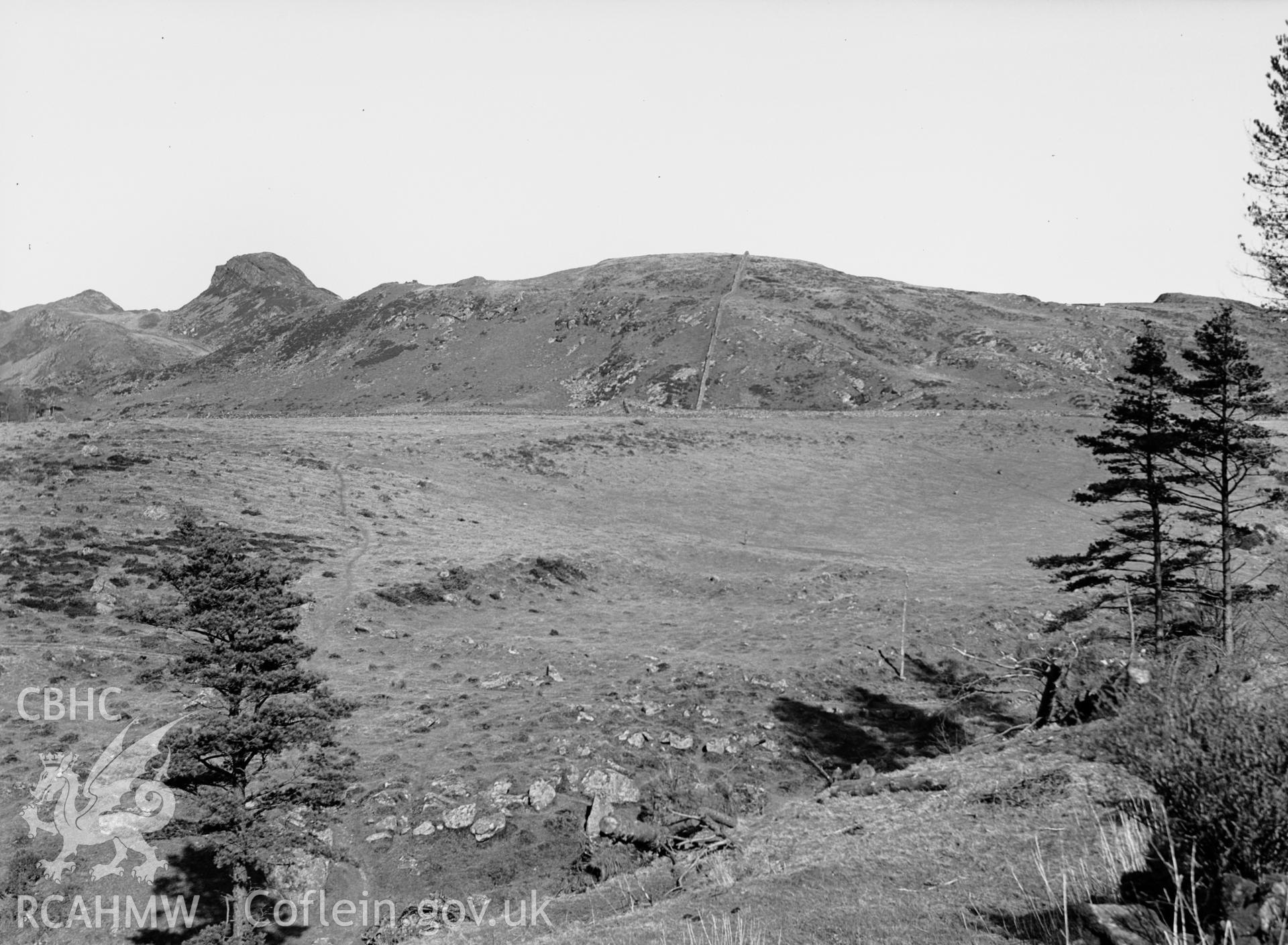 Landscape view of Llys Bradwen, Llangelynin taken 23.03.1938.