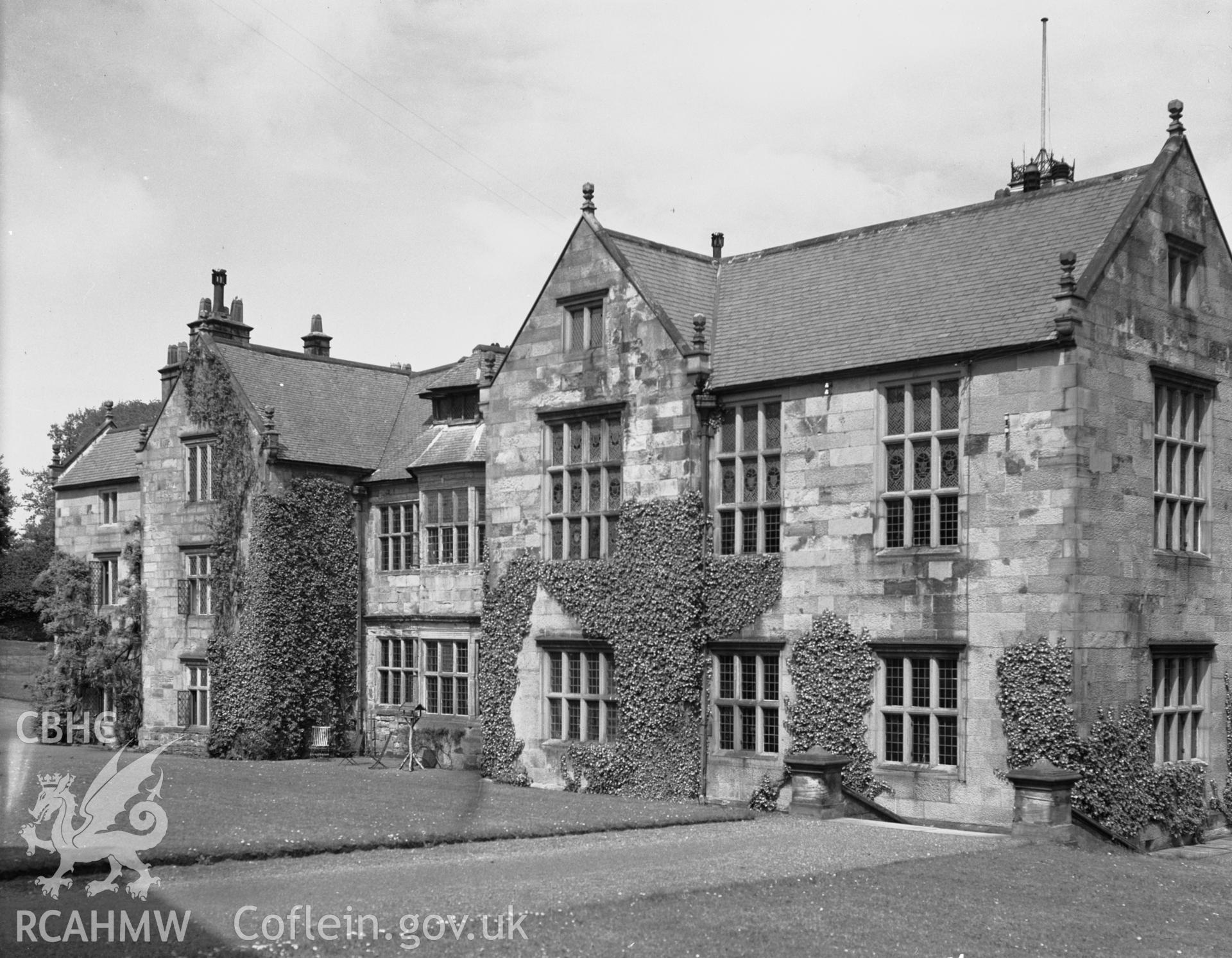 Mostyn Hall, exterior view of the west side of the main block, taken on 15th May 1942.