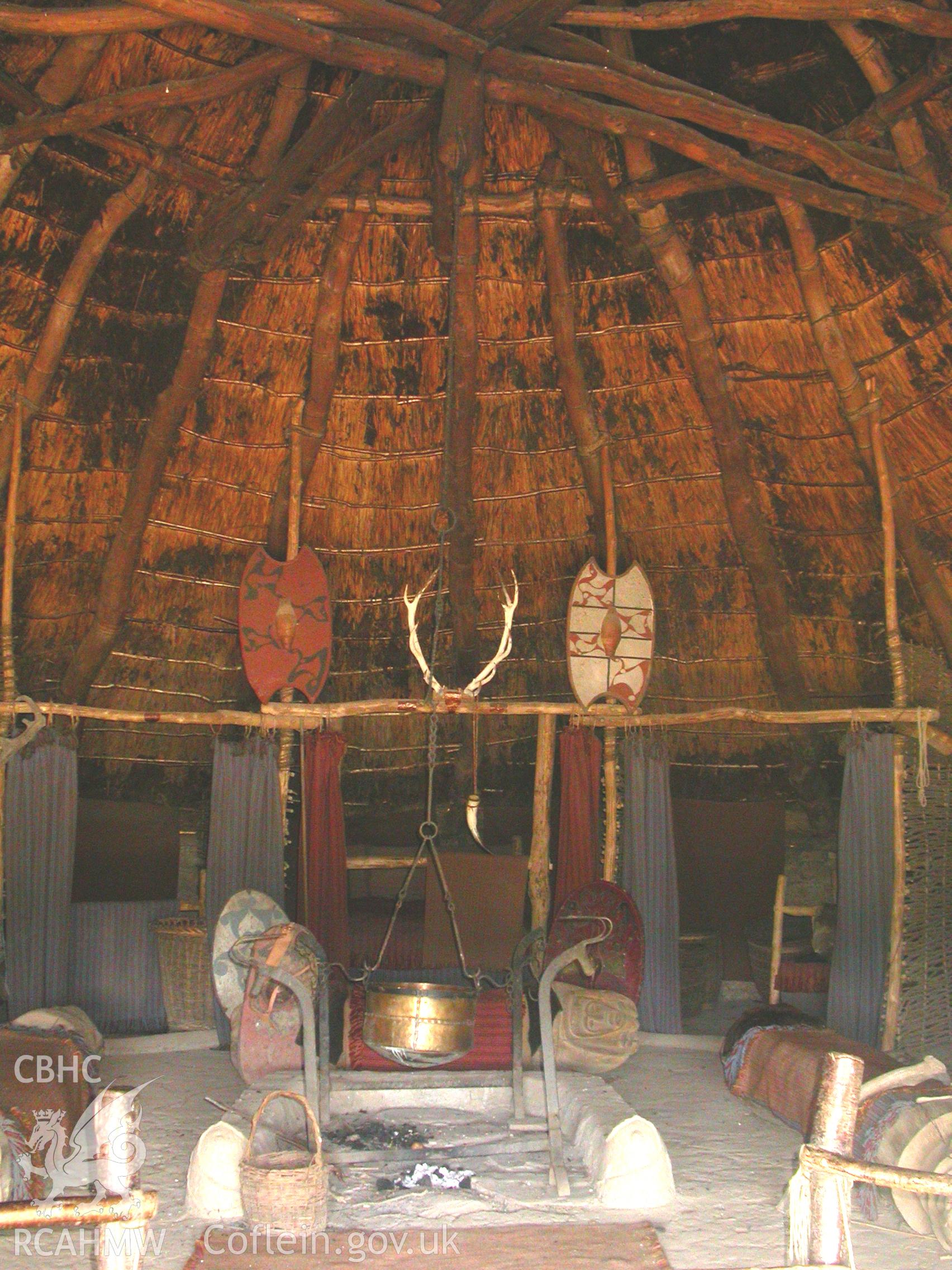 Central hearth in chieftian's house from entrance.
