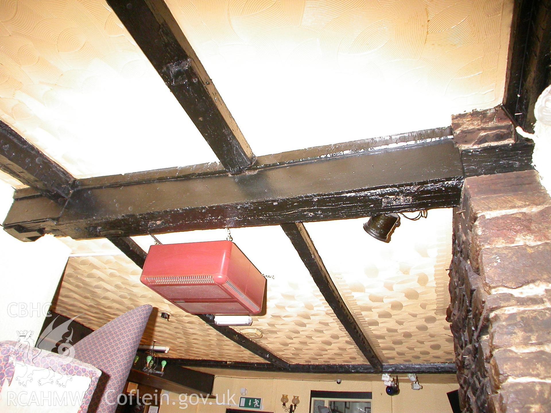 King's Head interior, ground-floor lateral ceiling-beam to front right.
