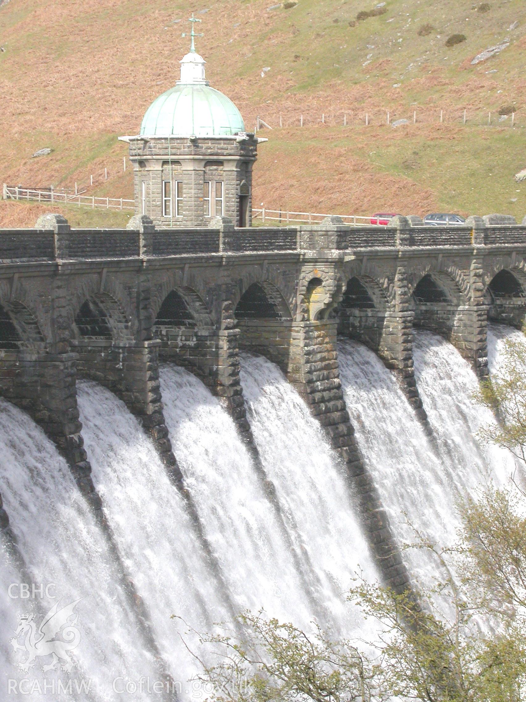 Dam crest and valve tower from the south-west.