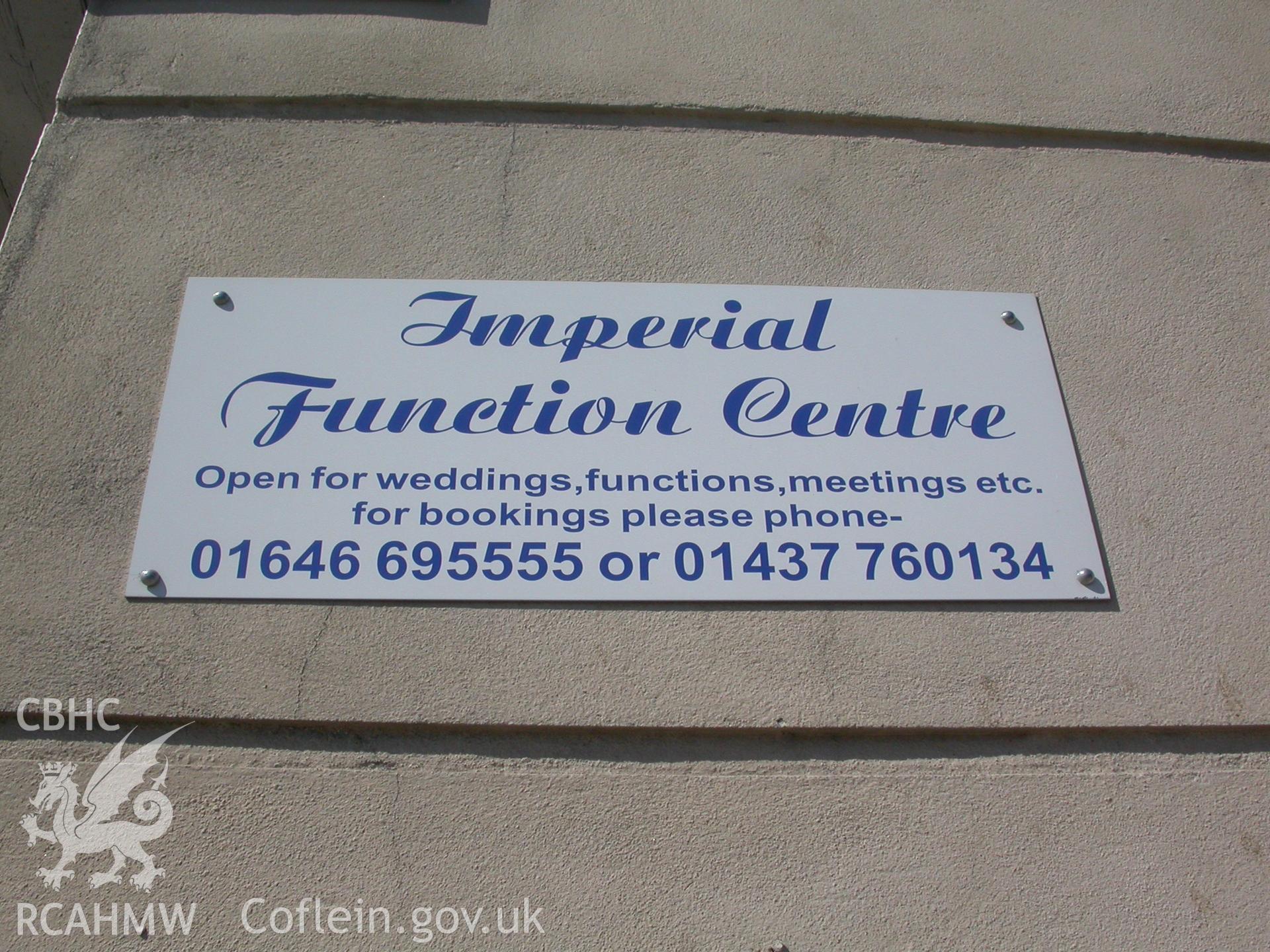 Re-use notice for Imperial Function Centre.