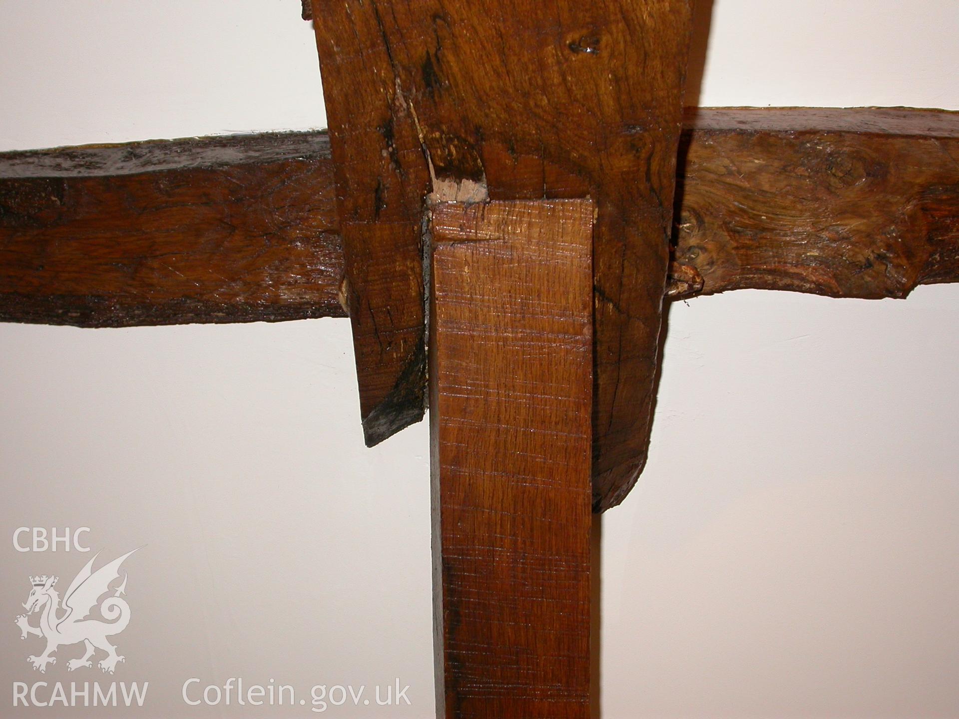 Lap collar truss over south wing showing bird'd-mouth joint of collar.