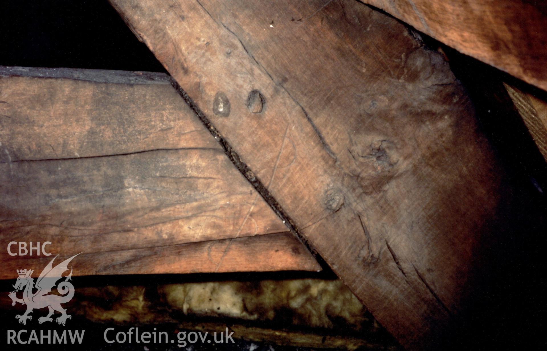 Carpenter's marks at collar with truss.