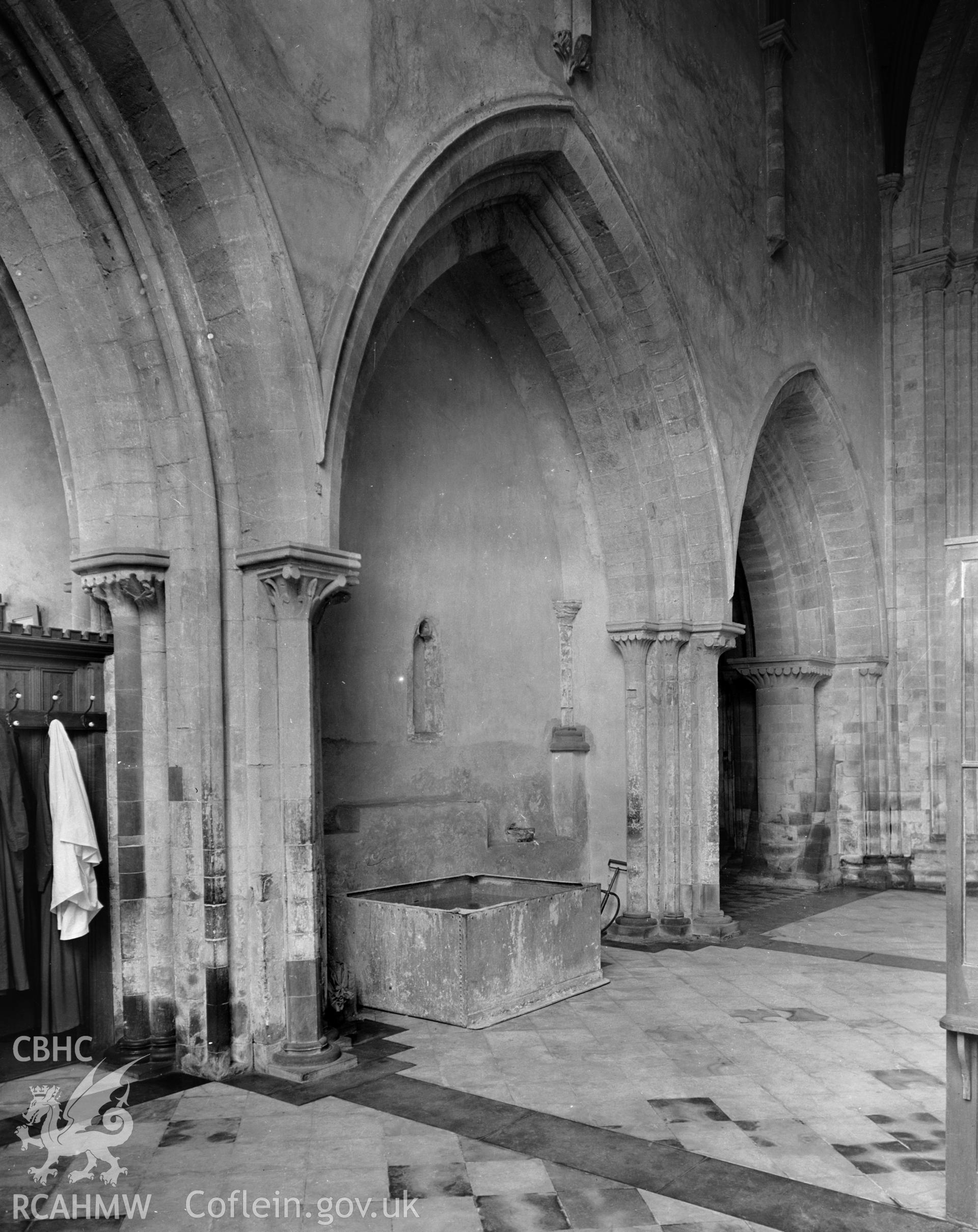 Interior view showing east wall of north transept.