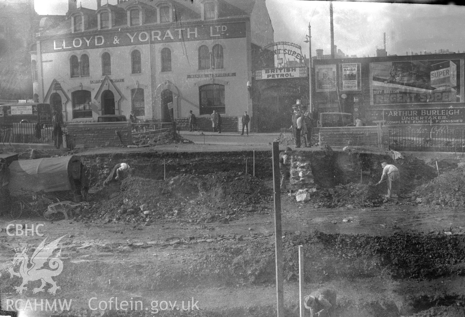View of Newport Castle taken during building work.