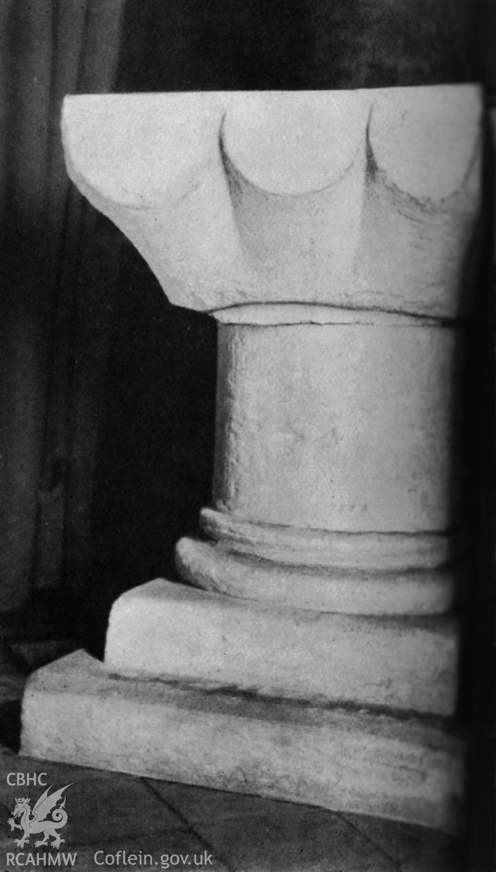 Digital copy of a photograph of the font at Llanreithan Church, copied from RCAHMW Pembrokeshire Inventory fig 154,