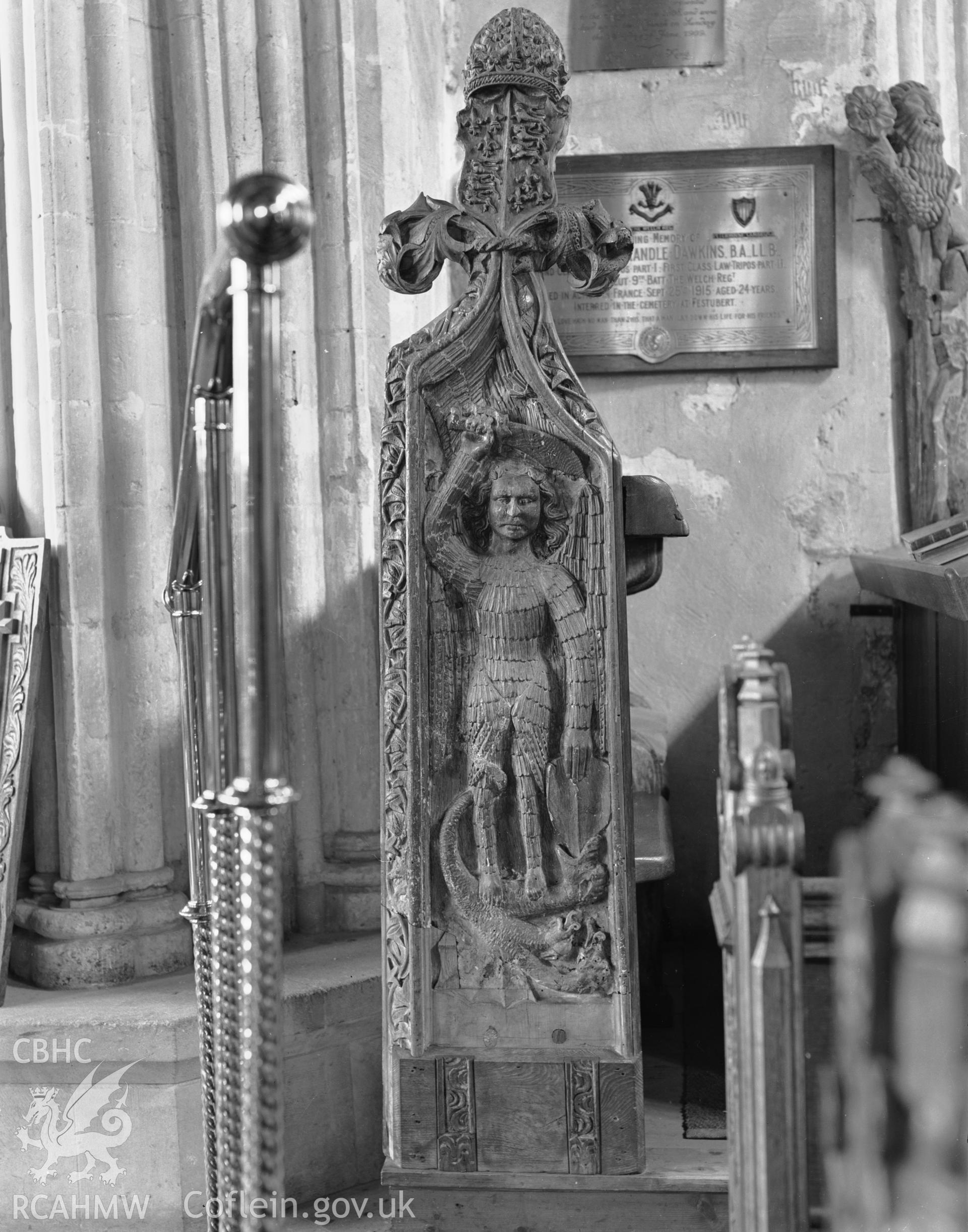 Detail of benchend in the nave in St Marys Church