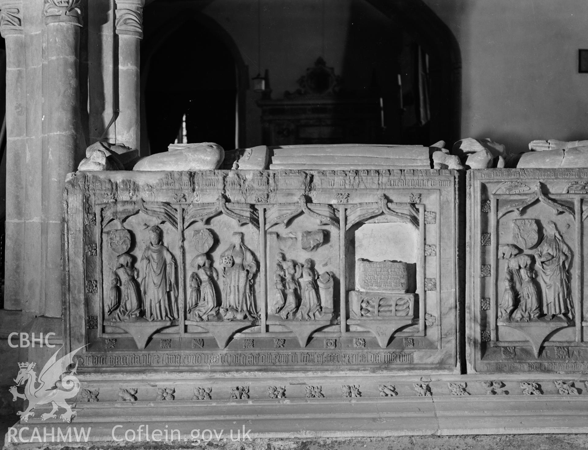 View of alabaster tomb in St Marys Church, Tenby in 08.19.1941.