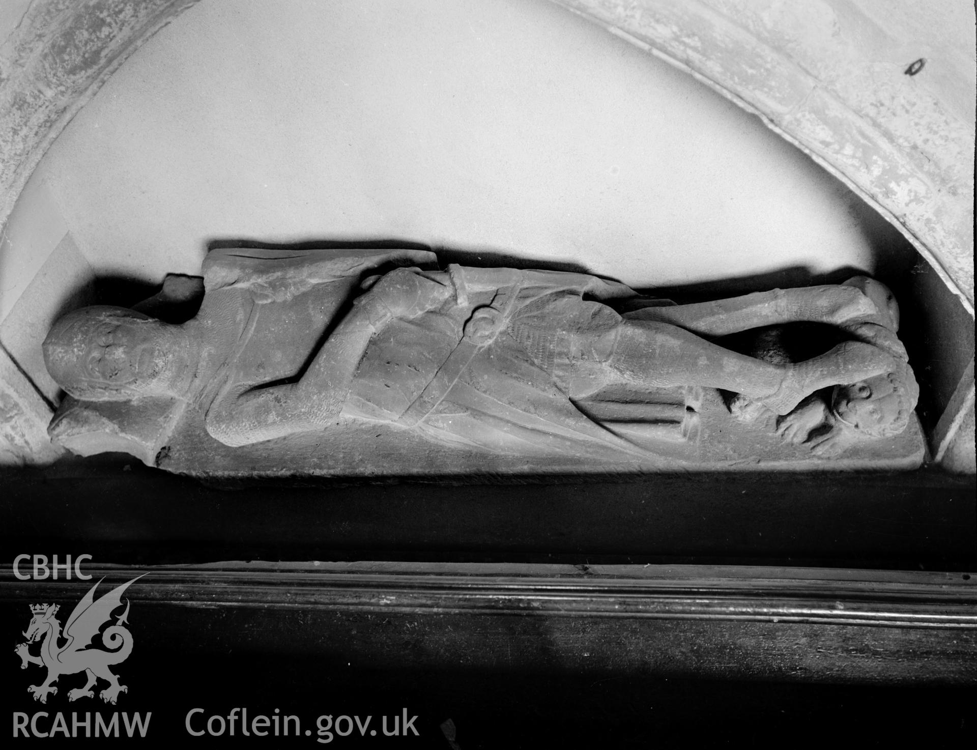 View of effigy in the north side of the chancel at Carew Church  taken in 06.08.1941.