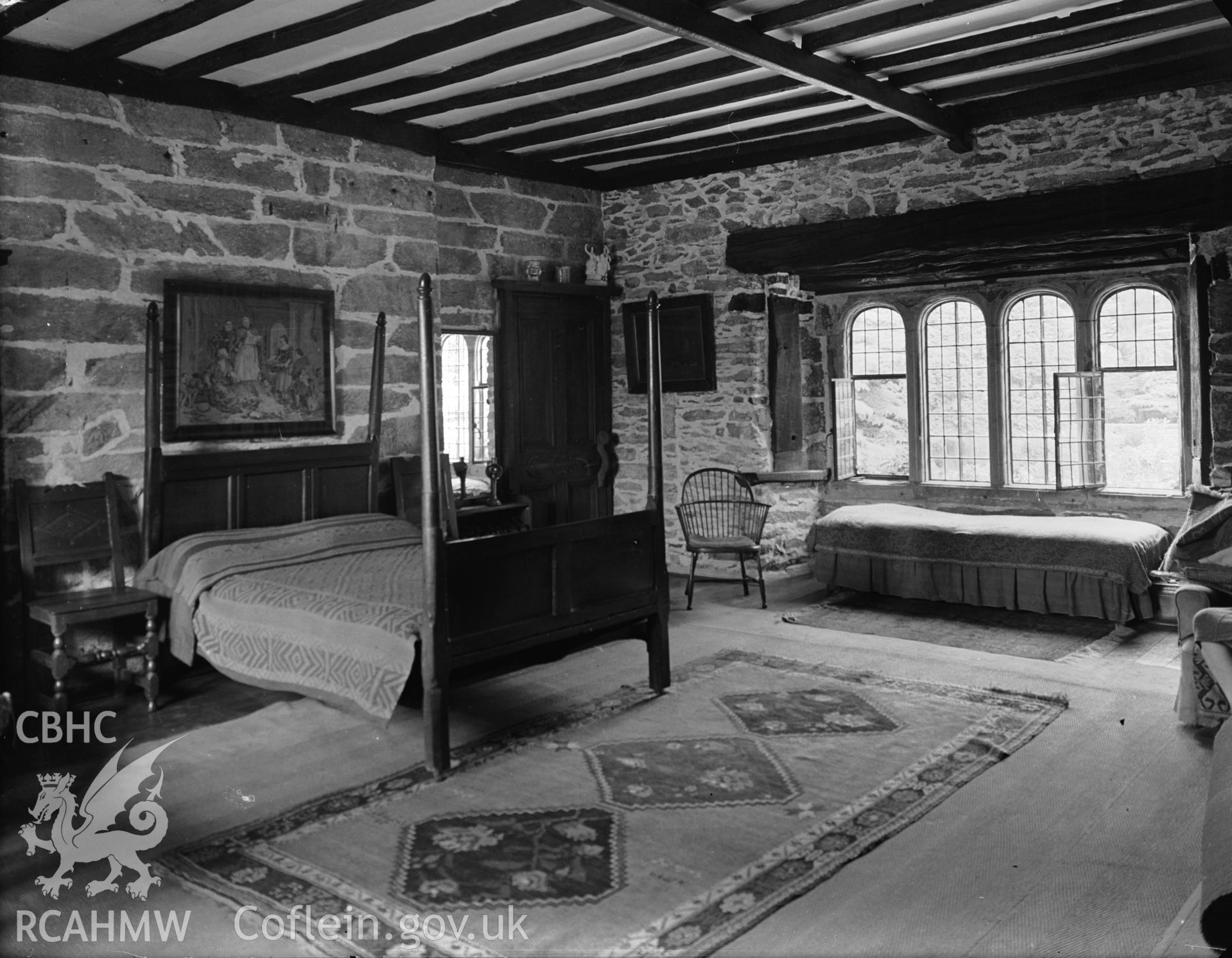 Interior view showing restored bedroom to the south of the centre, looking north-east