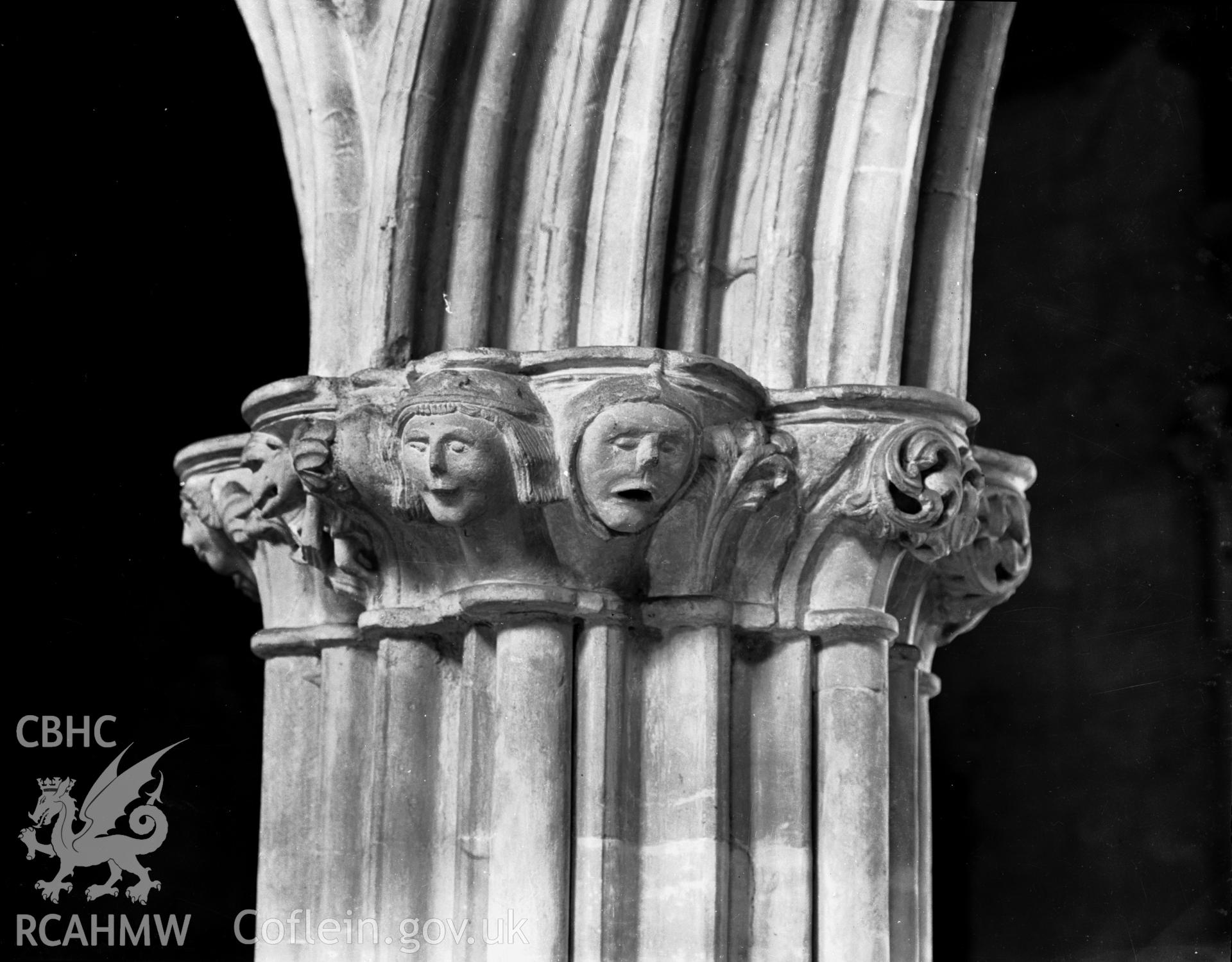 Detail of nave arcade pier no.2 south-west side at St Marys Church