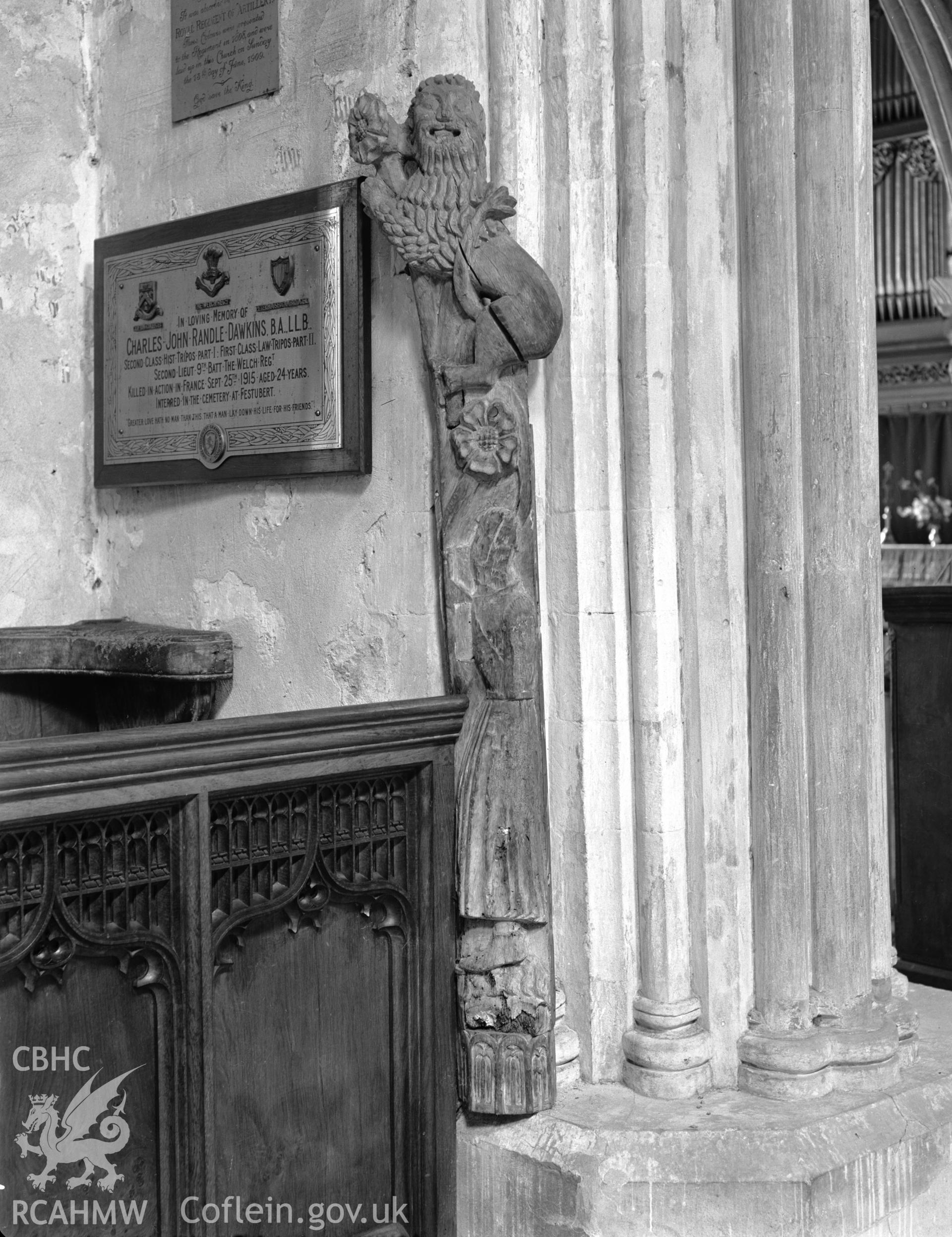 View of the carved standard in nave at St Marys Church