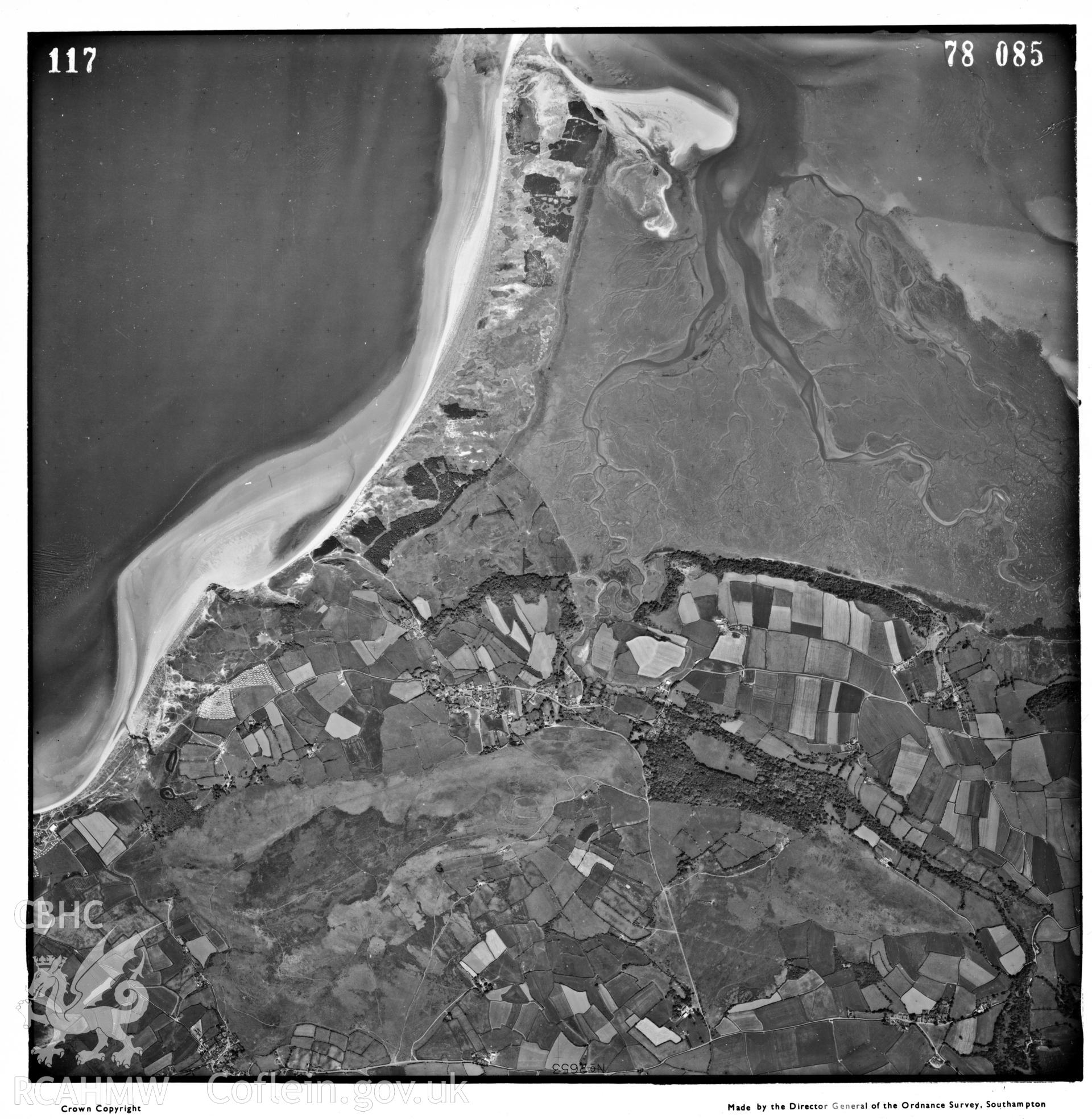 Digitized copy of an aerial photograph showing the Landimore area, taken by Ordnance Survey, 1978.