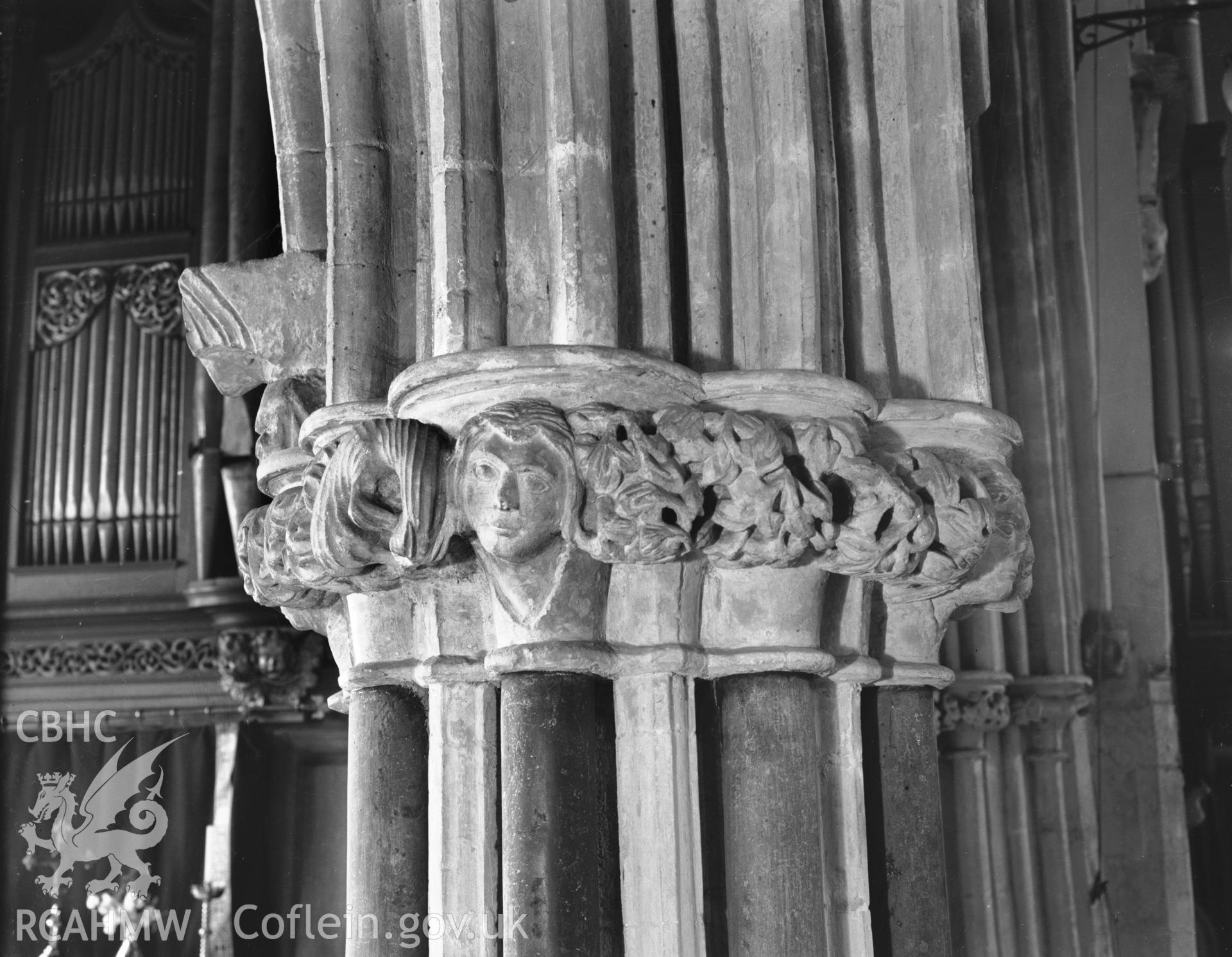 Detail of the  west side of pier no.4 in the choir arcade at St Marys Church