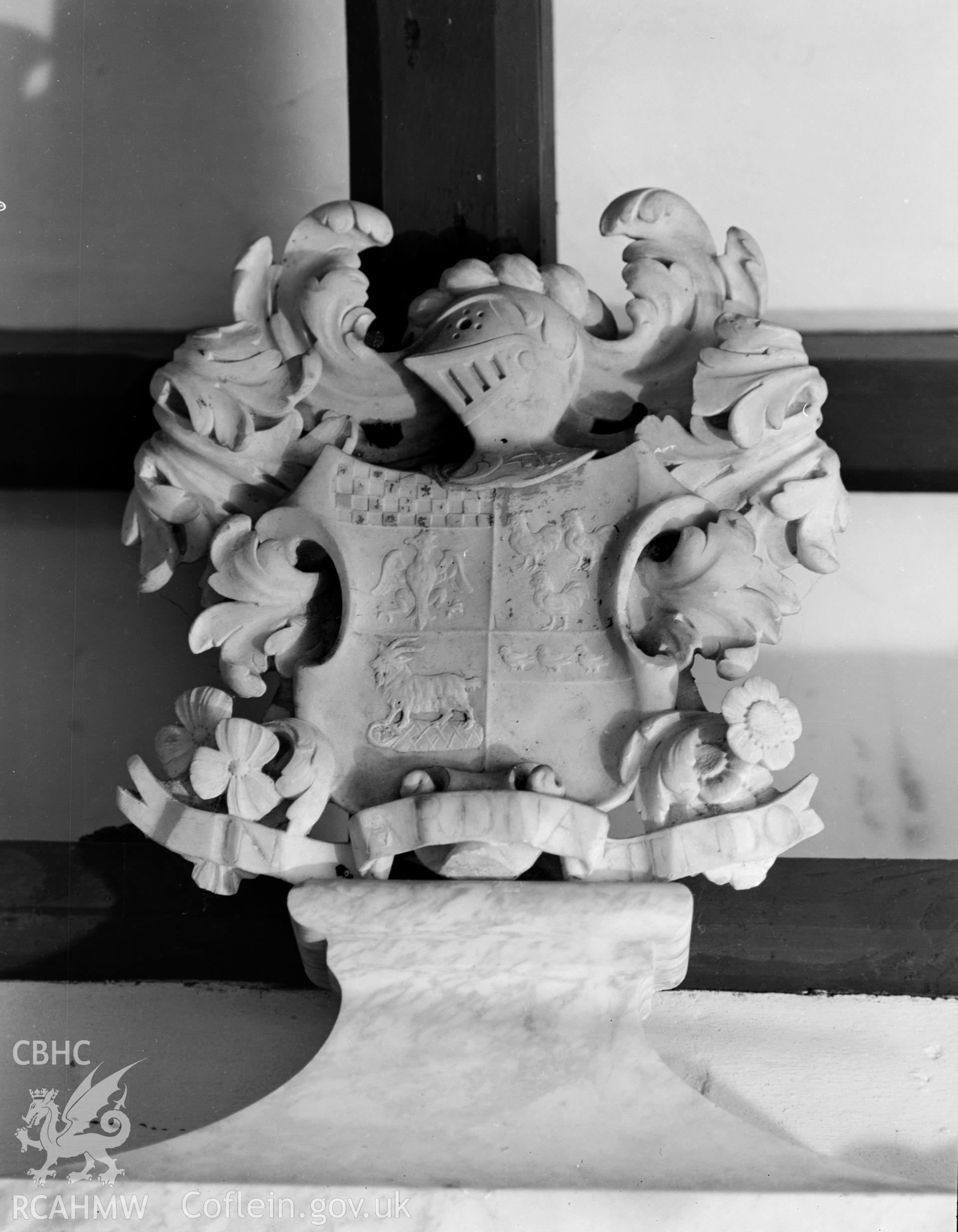 View of memorial to Francis Powell in Pwllcrochan Church taken in 05.09.1941.