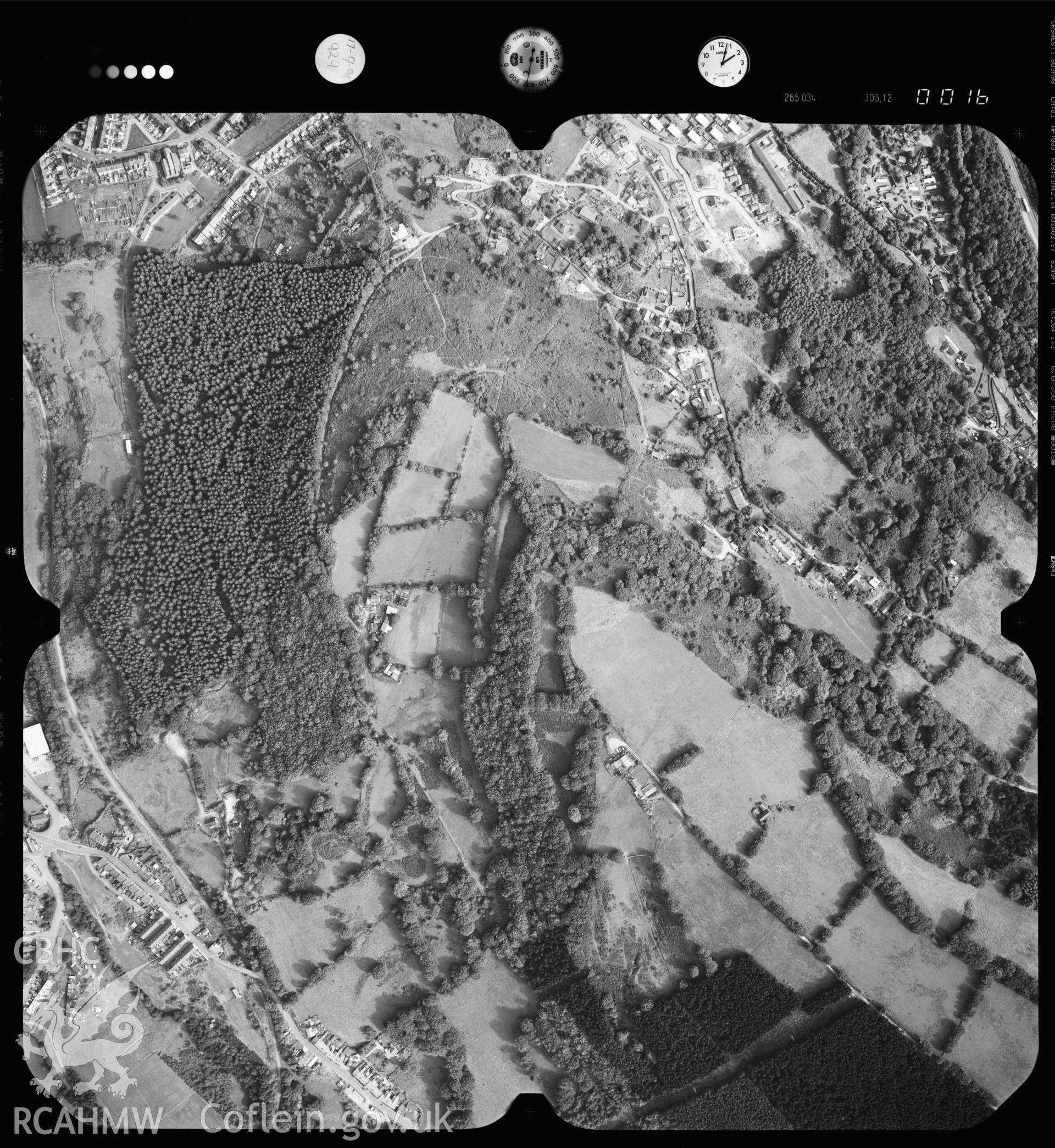Digitized copy of an aerial photograph showing Pontypool area, taken by Ordnance Survey, 1998.