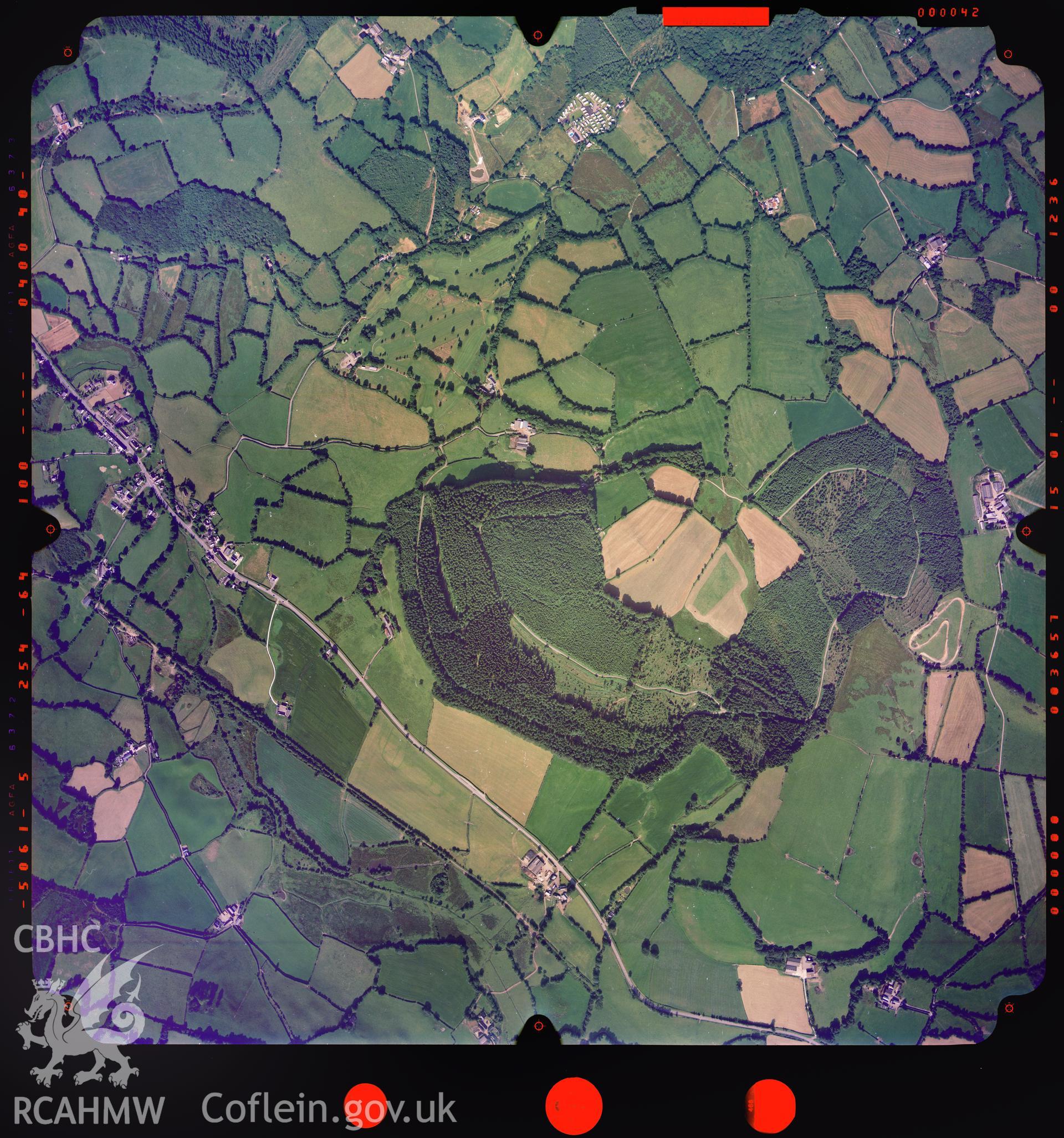 Digitized copy of a colour aerial photograph showing an area in Ceredigion, taken by Ordnance Survey, 2005.