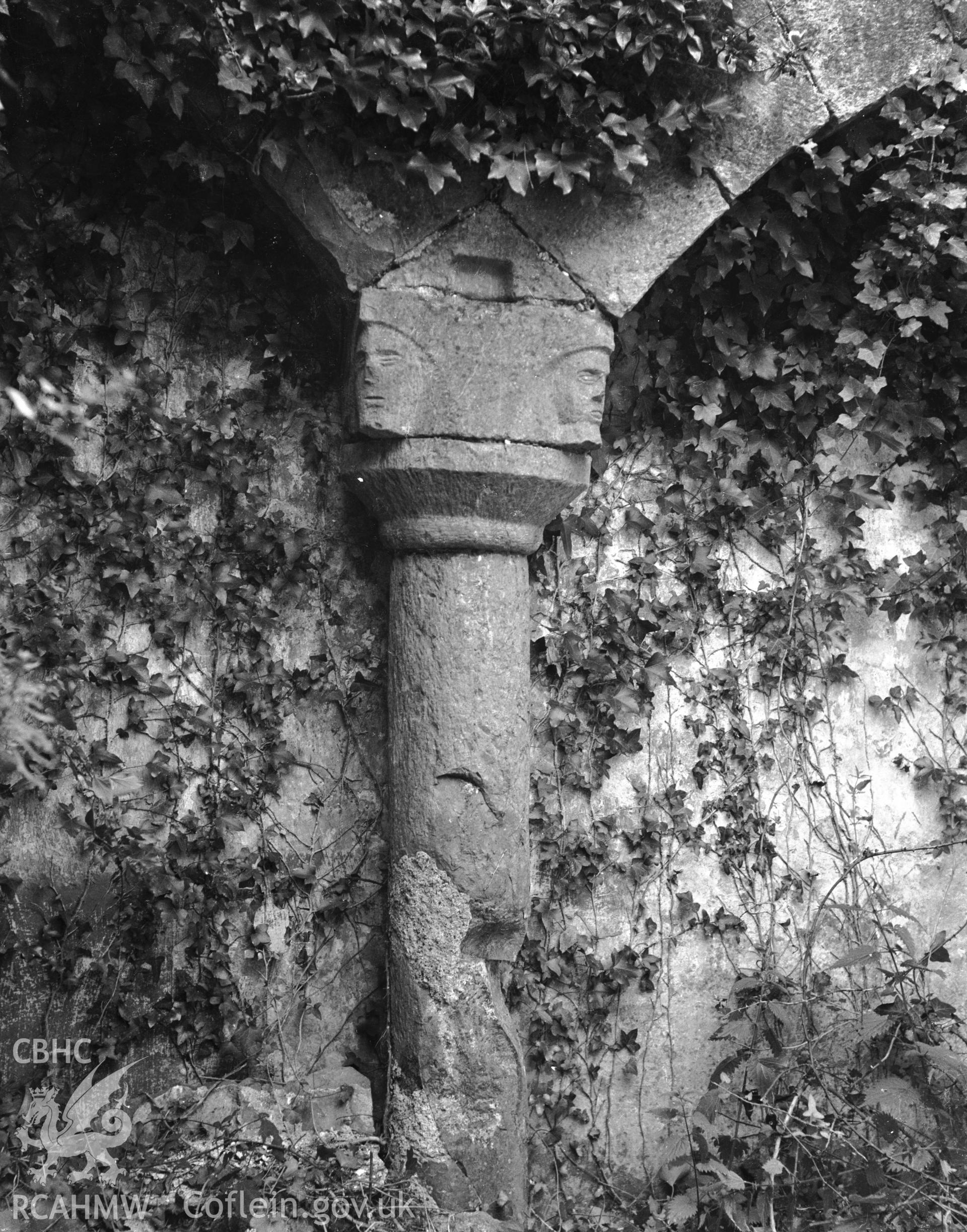 Exterior view of column in the wall of the Old Parsonage at Castlemartin Church taken in 07.08.1941.