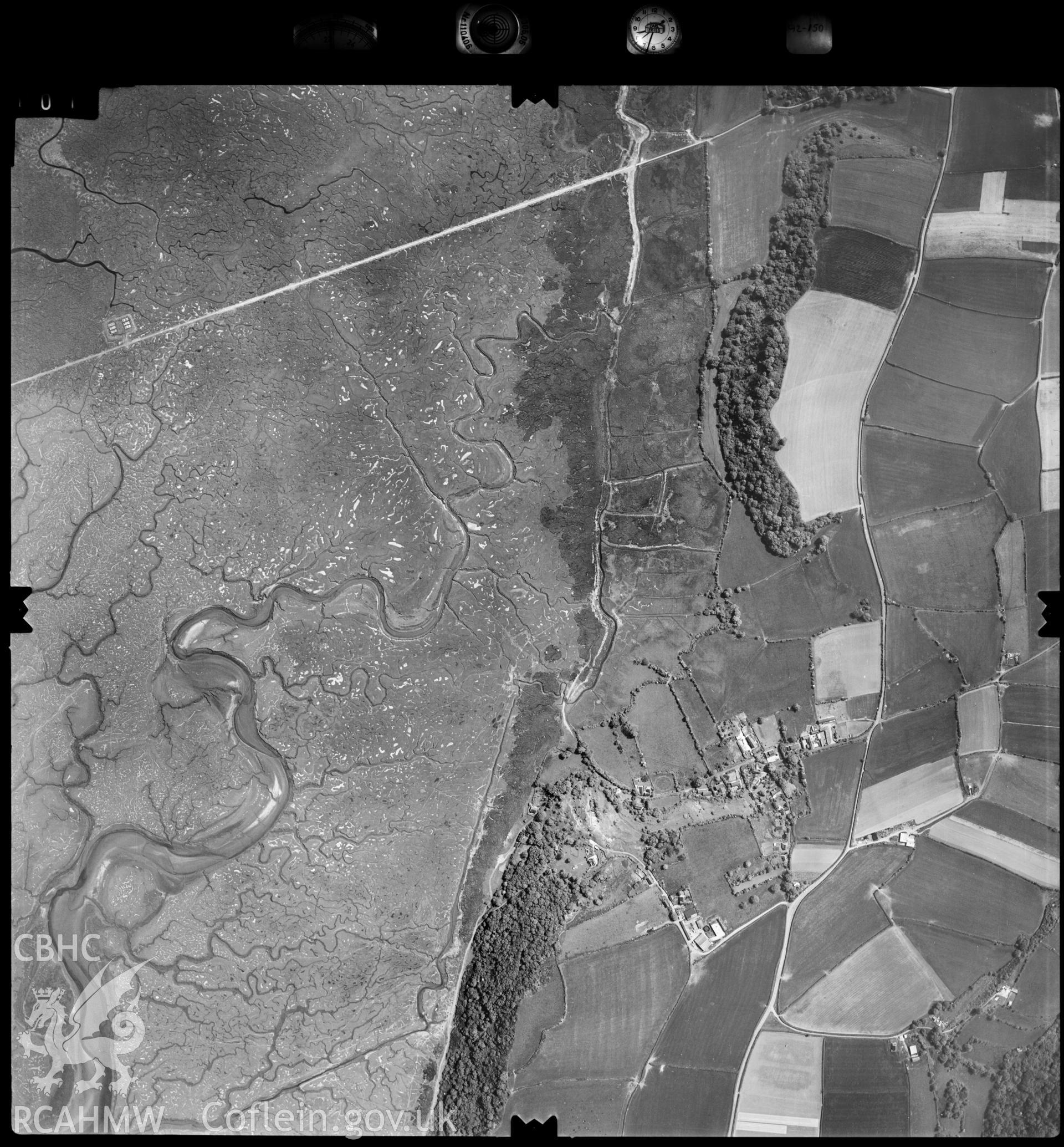 Digitized copy of an aerial photograph showing the Landimore area, taken by Ordnance Survey, 1992.