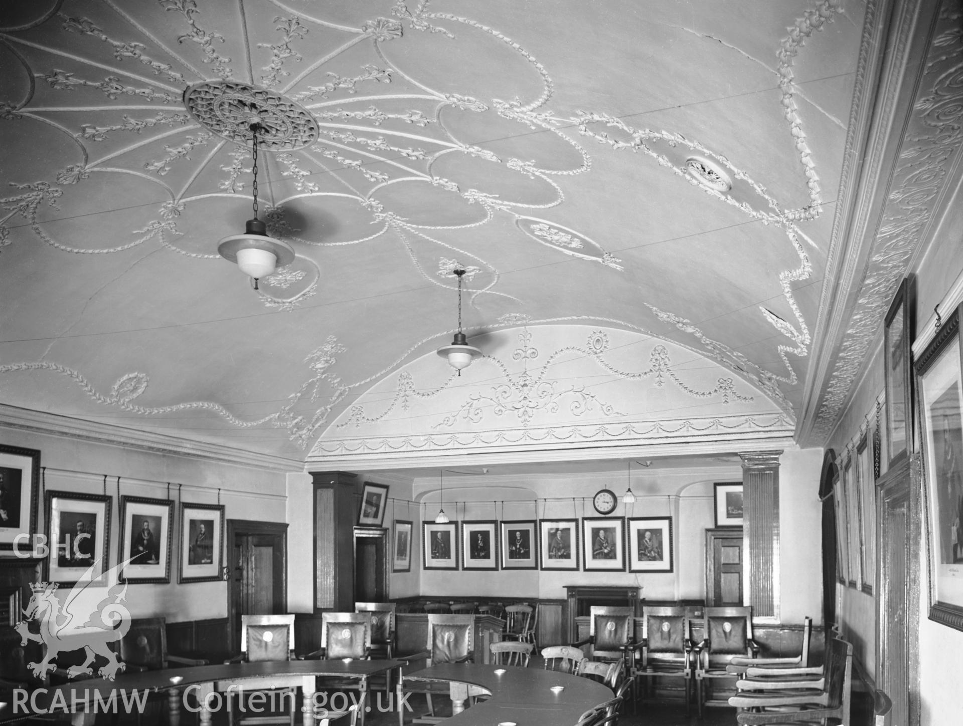 Interior view showing ceiling in Bishop's Palace.