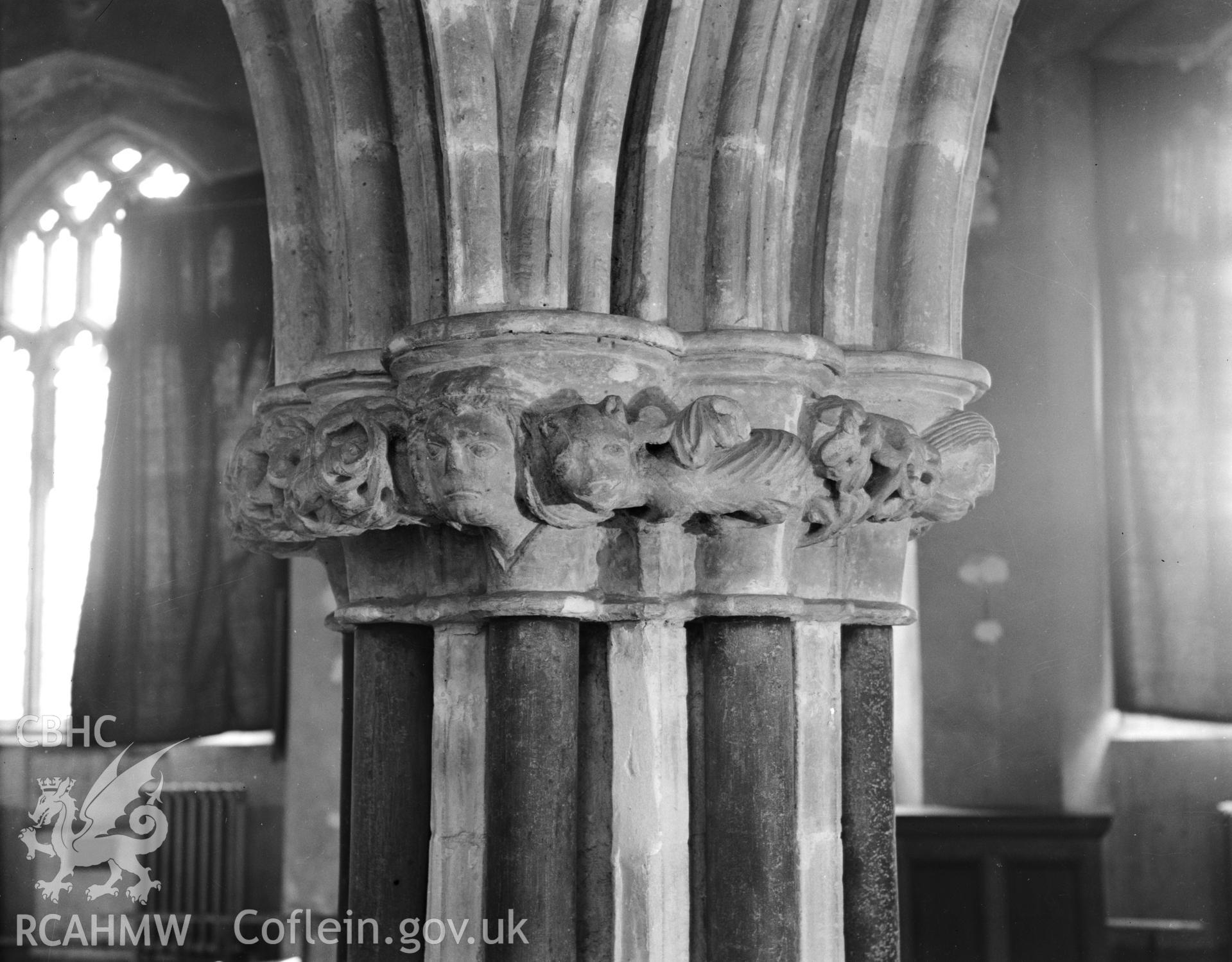 View of south side of pier no.4 in choir arcade in St Marys Church