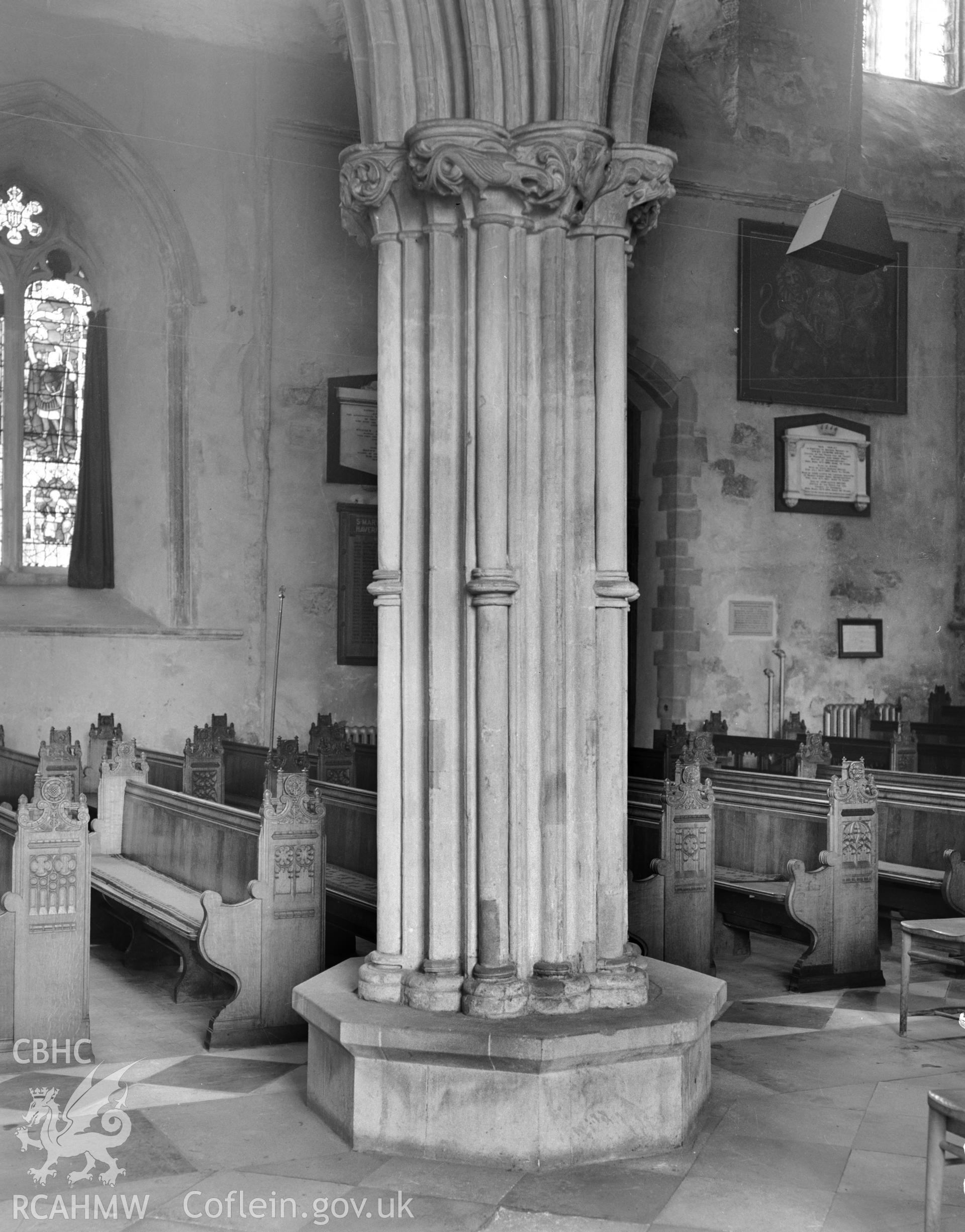 Interior view showing nave arcade pier no.2 from the north at St Marys Church