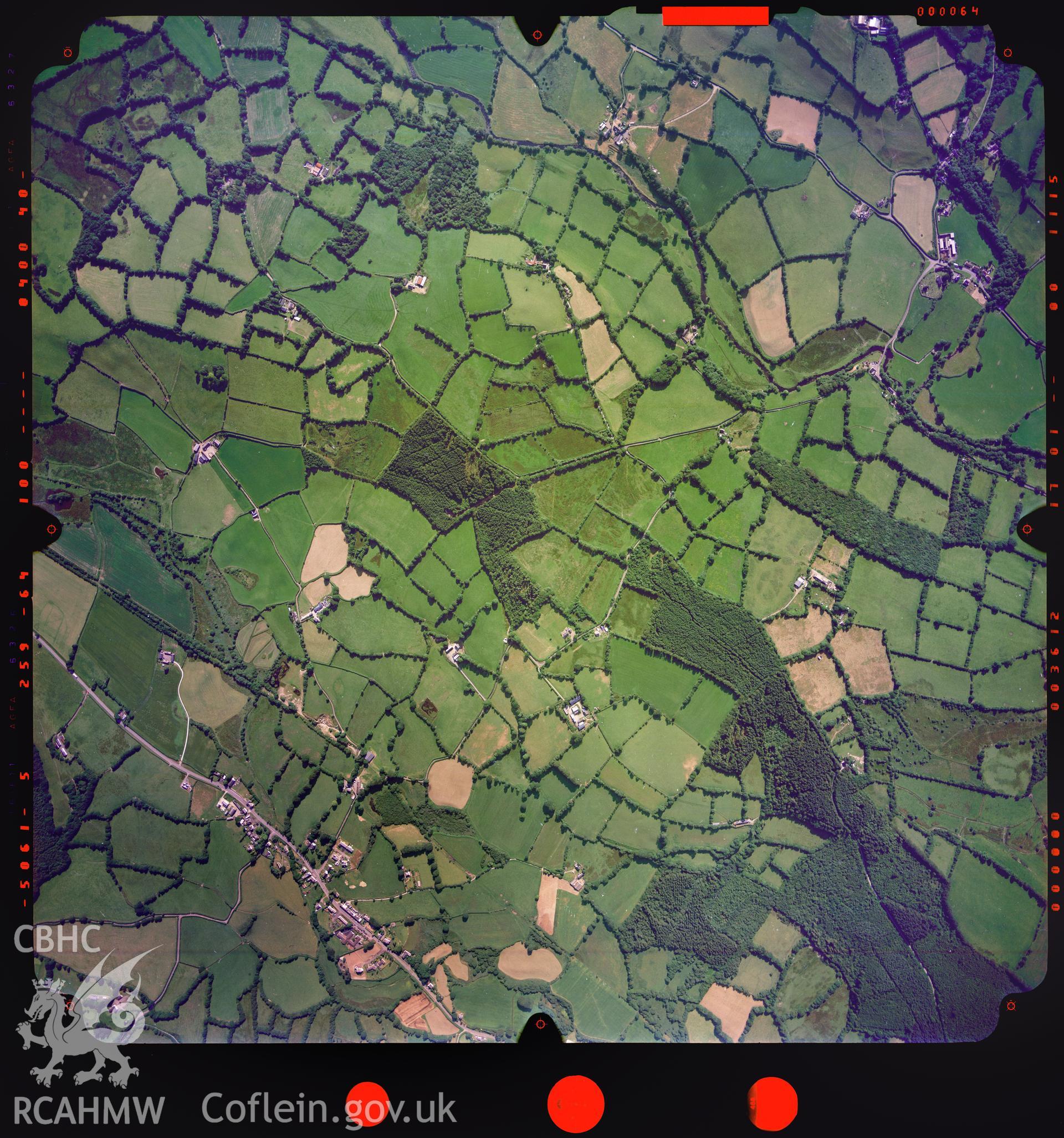 Digitized copy of a colour aerial photograph showing an area in Ceredigion, taken by Ordnance Survey, 2005.