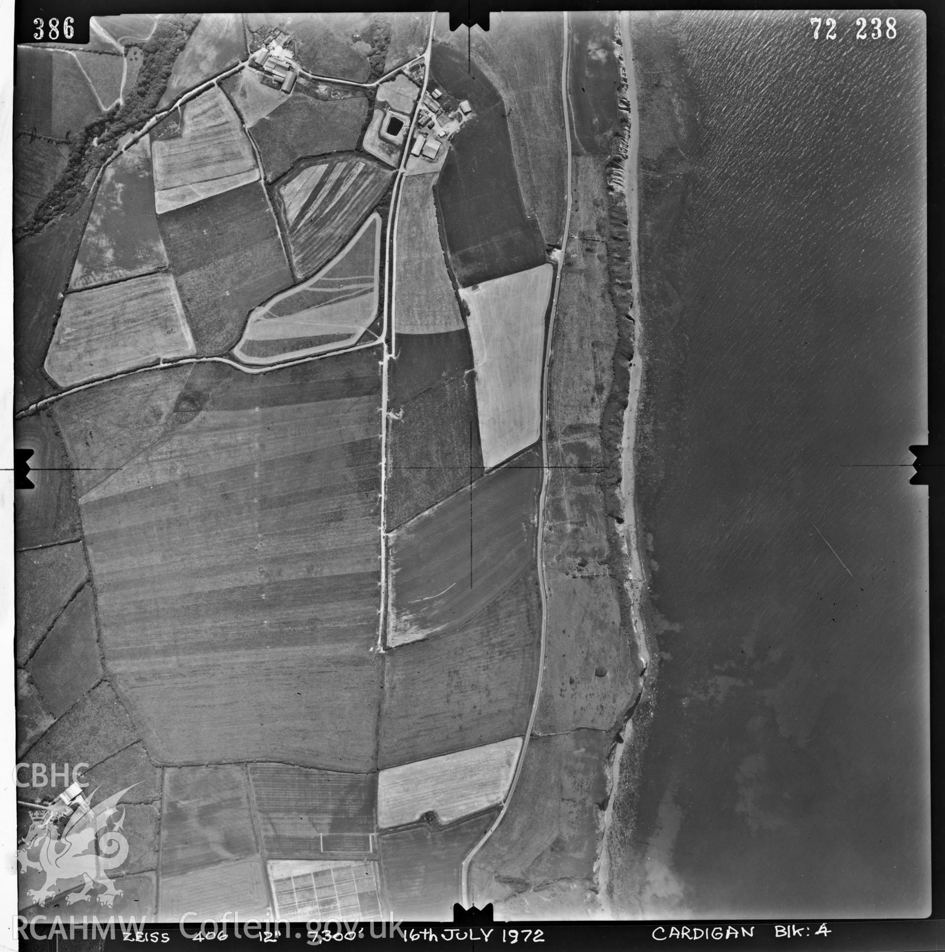 Digitized copy of an aerial photograph showing Aberaeron area, taken by Ordnance Survey, 1972.