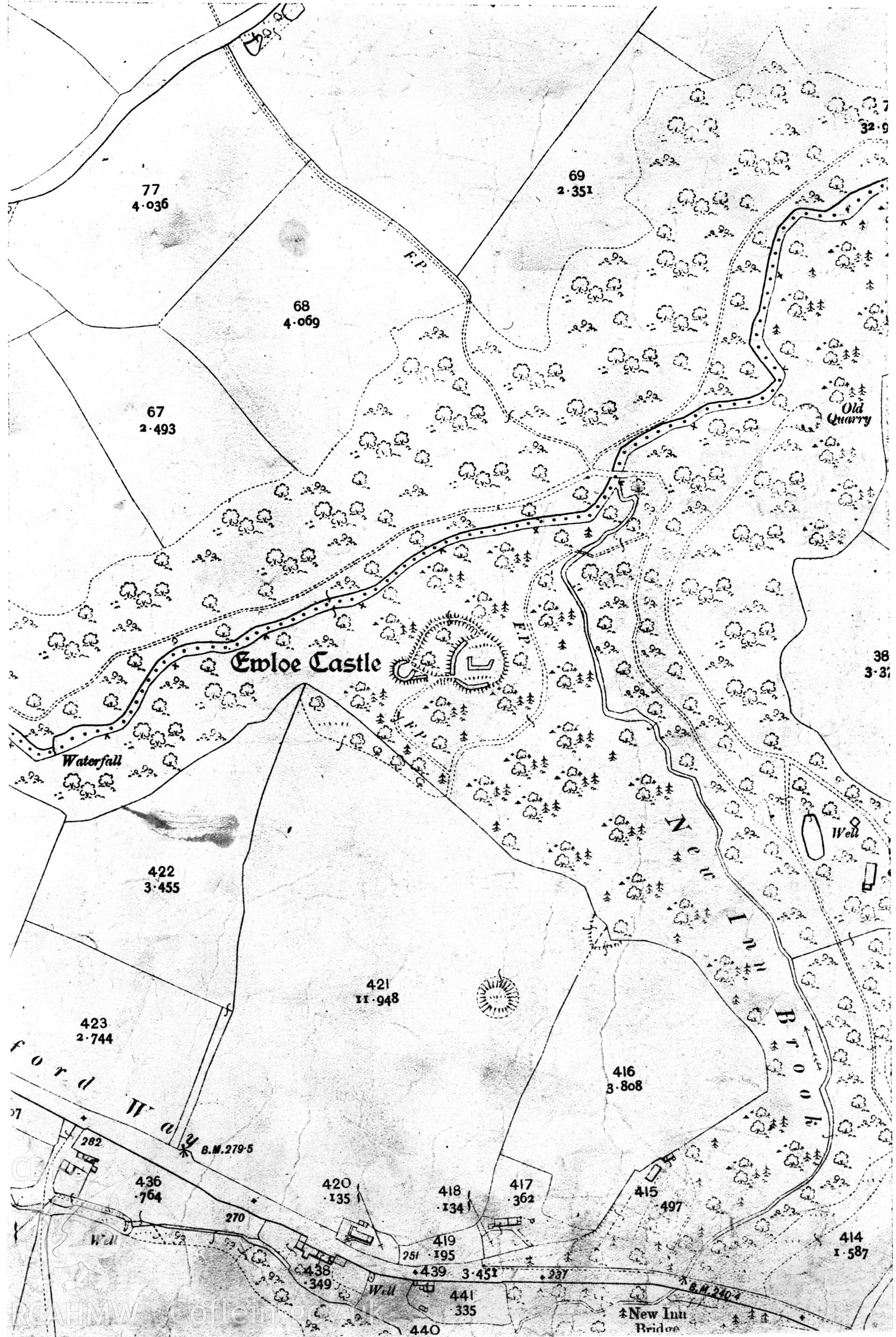 Section of a large scale map showing plan of Ewloe Castle.