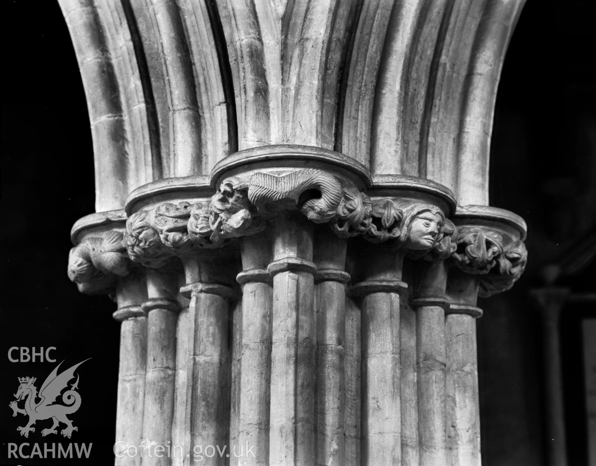 Detail of the south-side of pier no.1 in the nave arcade at St Marys Church