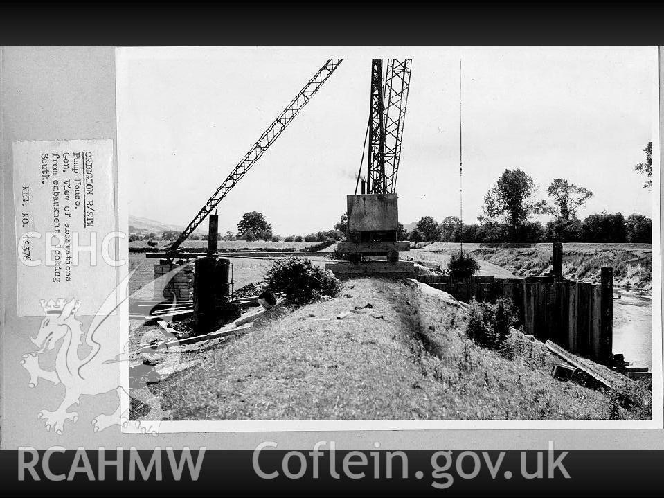 Black and white digital photograph showing a general view of the excavation around the pump house, looking South.