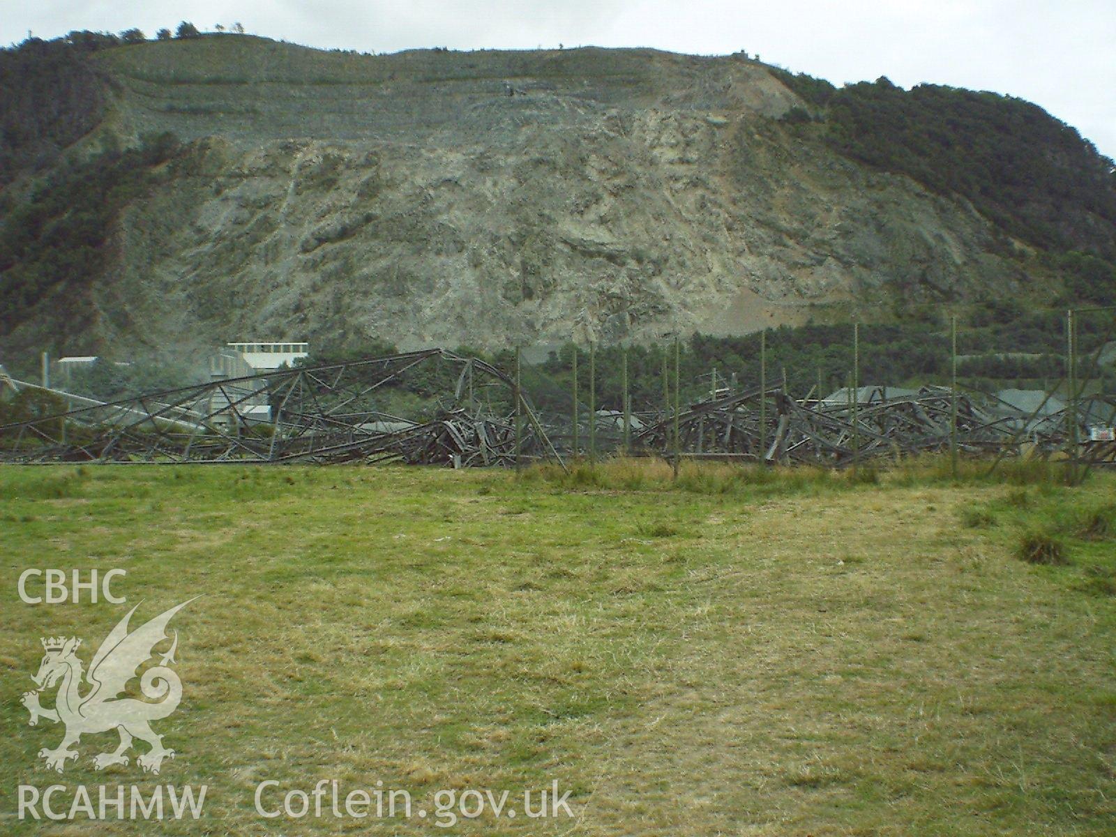 Colour digital photograph of a demolished tower.