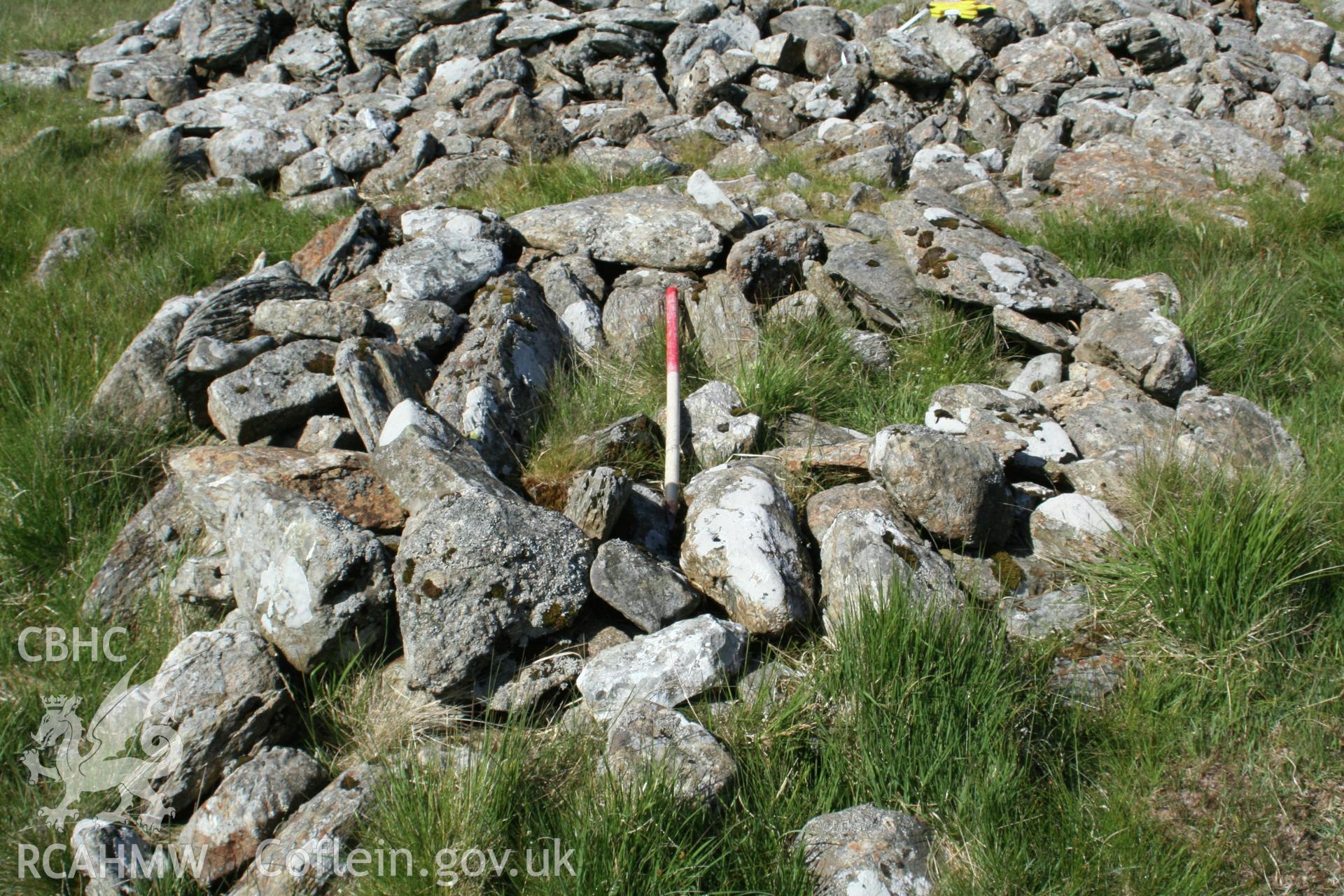 Cairn, SE of Pen y Gwryd, detail of smaller southern cairn, looking northwest