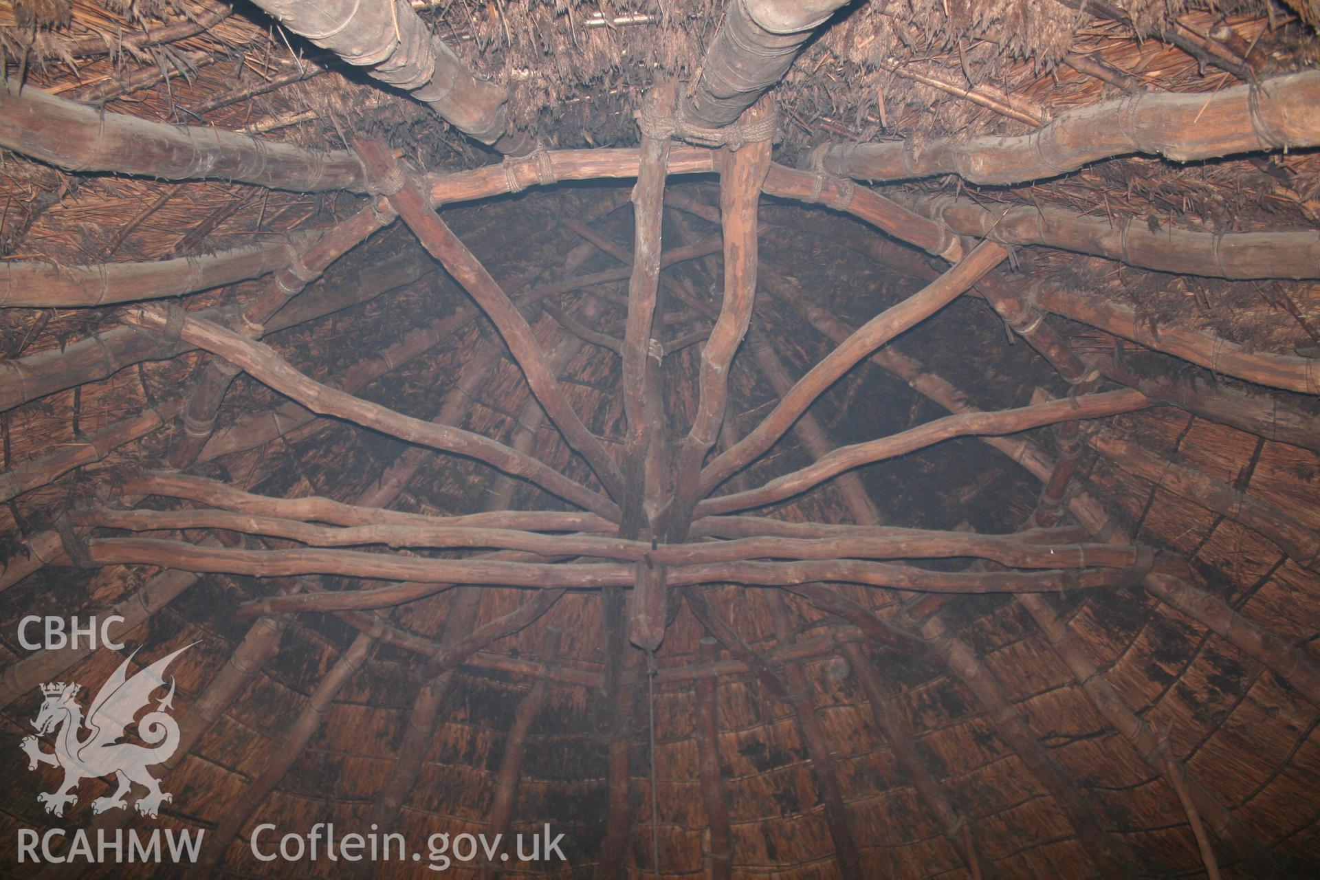 Castell Henllys, tie-beam in roof of new round house