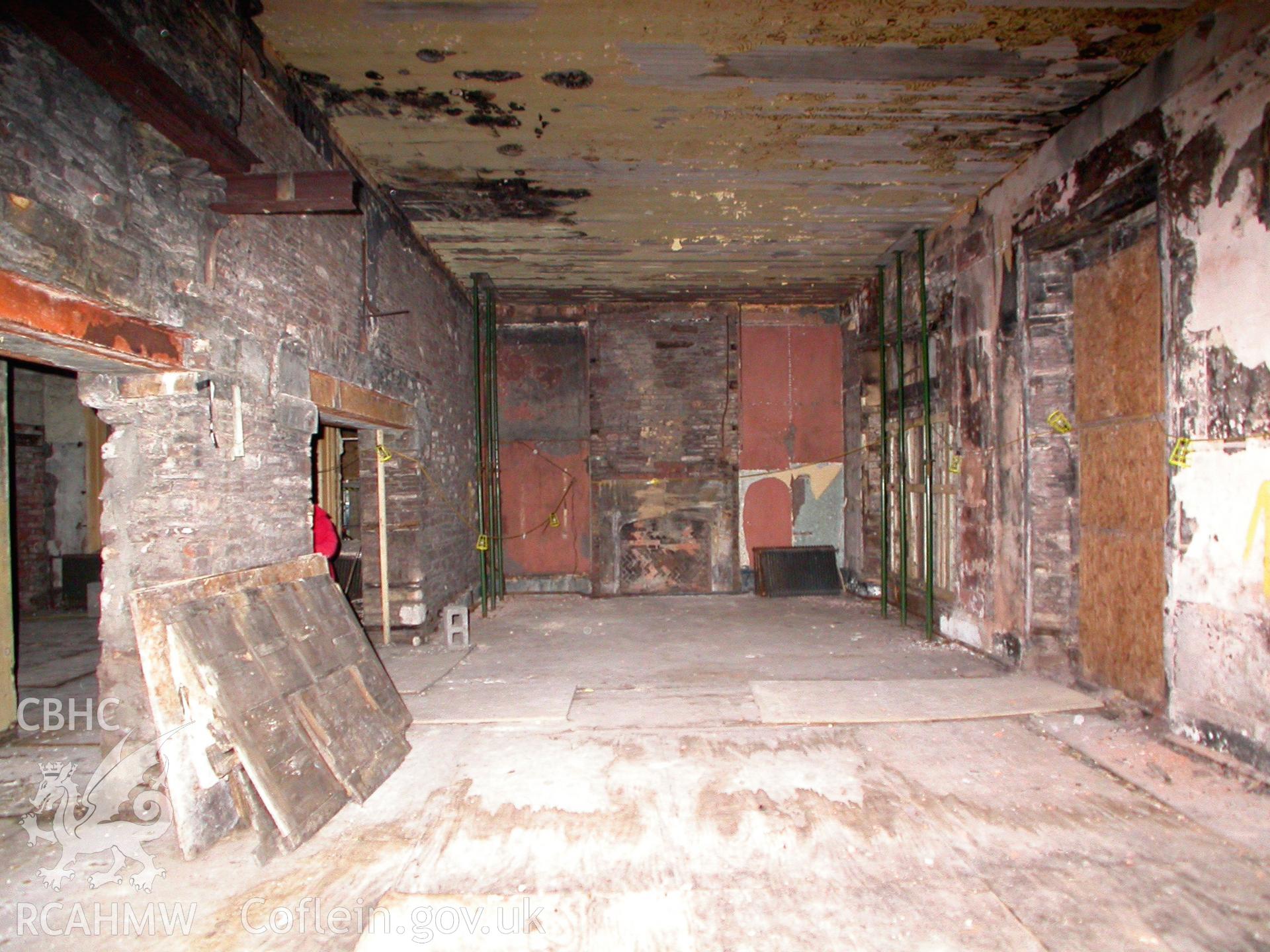 Large ground floor room to the north-east of the hall at Malpas Court, looking north-east.