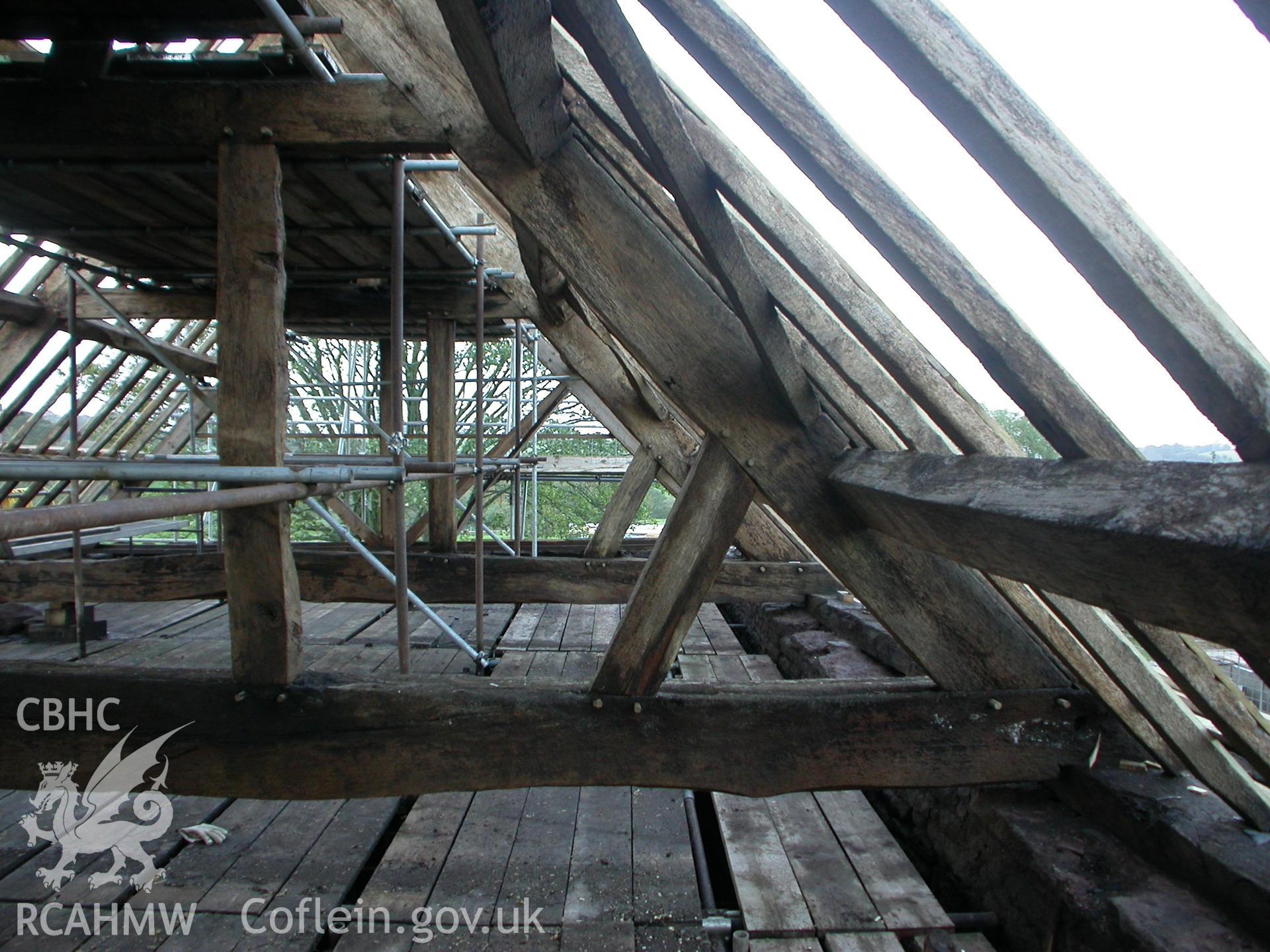 Barn roof-trusses and purlins.