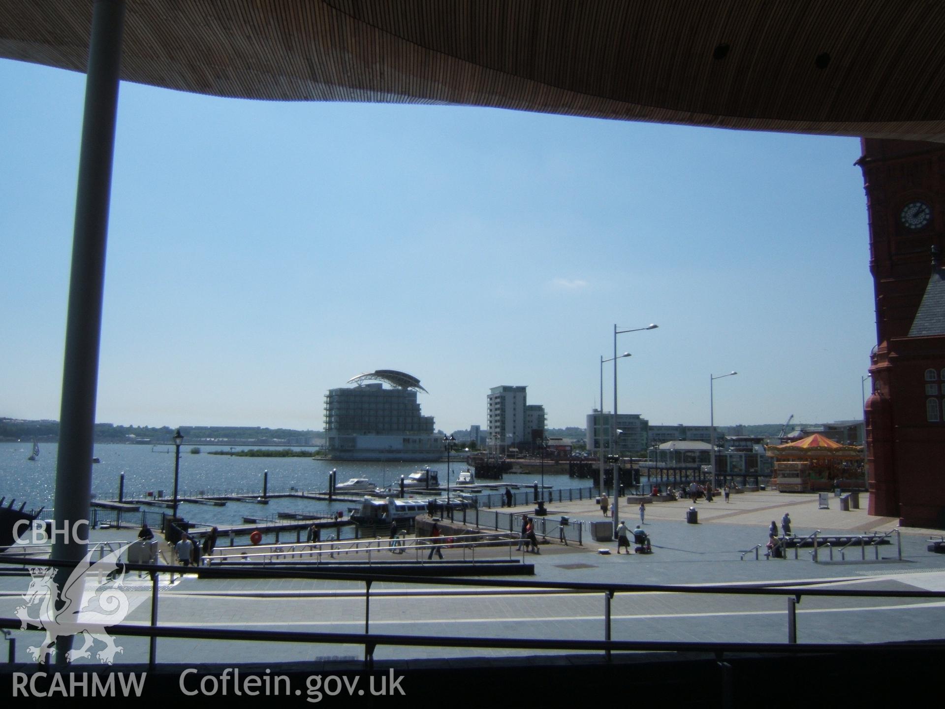 Looking west from the Senedd portico towards the St. David's Hotel.