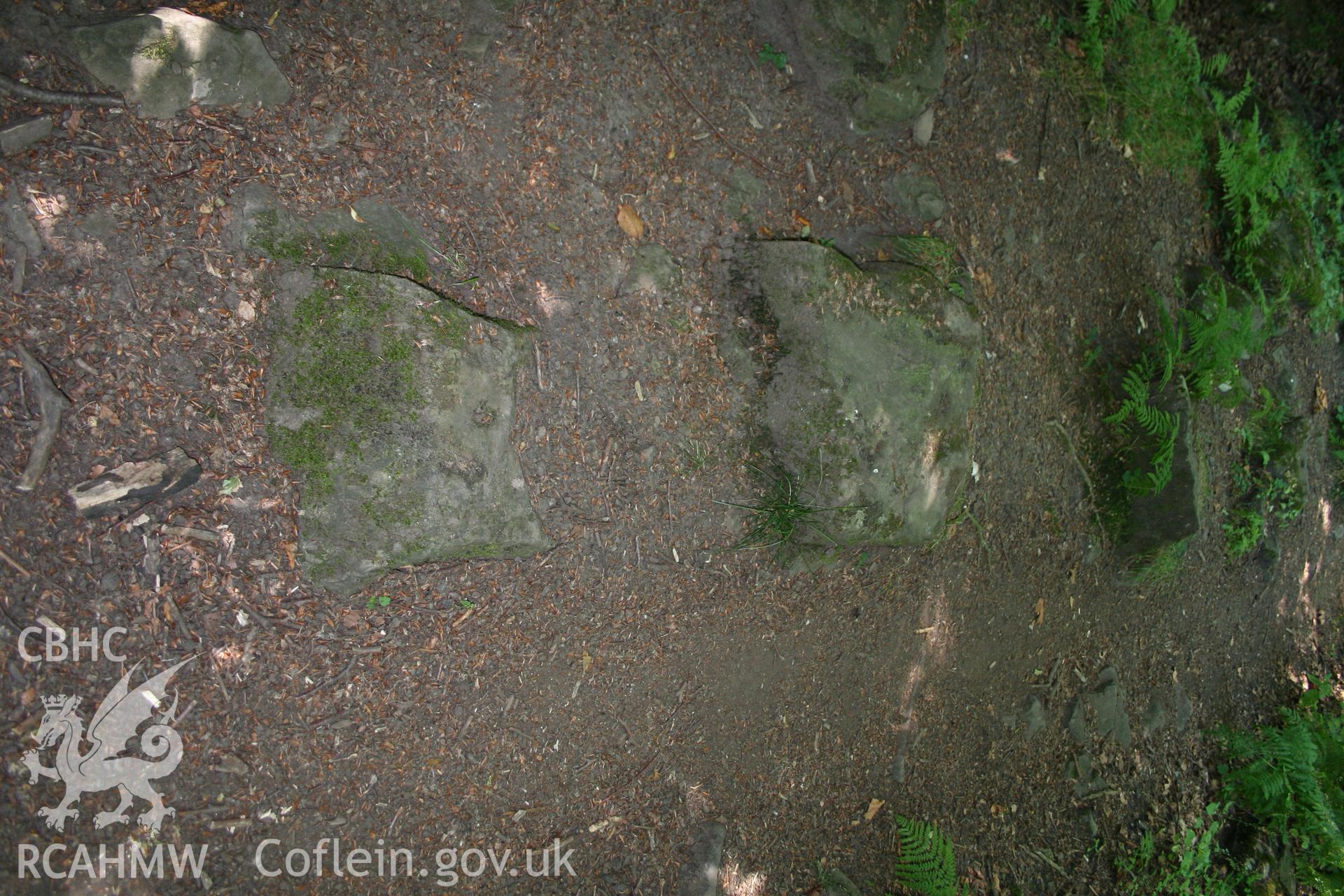 Detail of one line of stone blocks.  Originally there would have been four lines to carry the double track.