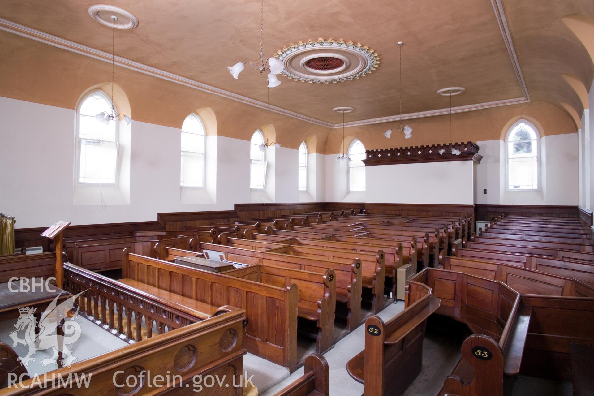 Oblique view of interior from north.