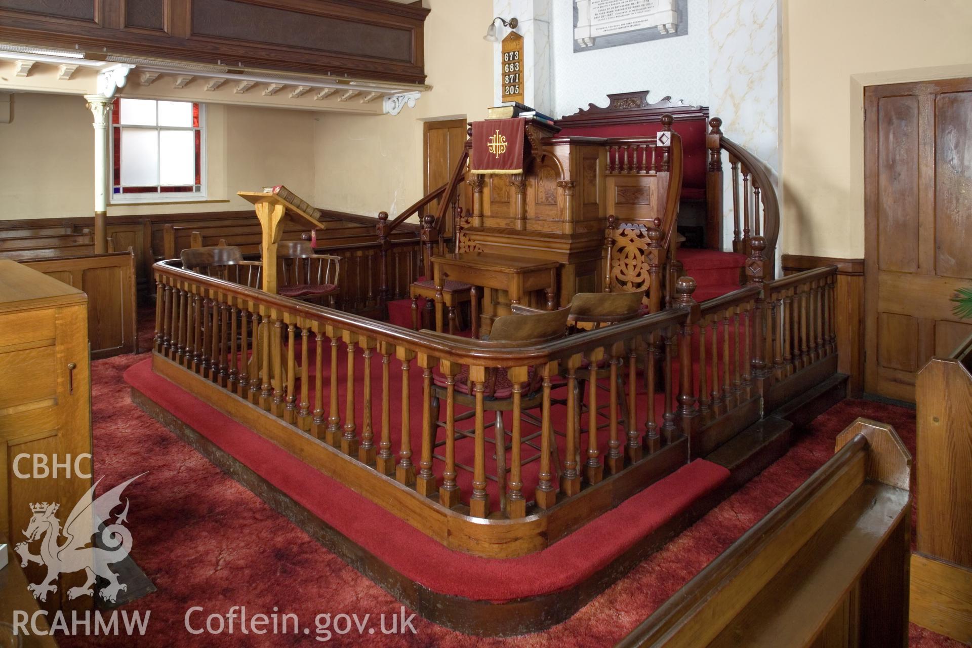 Interior, oblique view of Sedd Fawr from east.