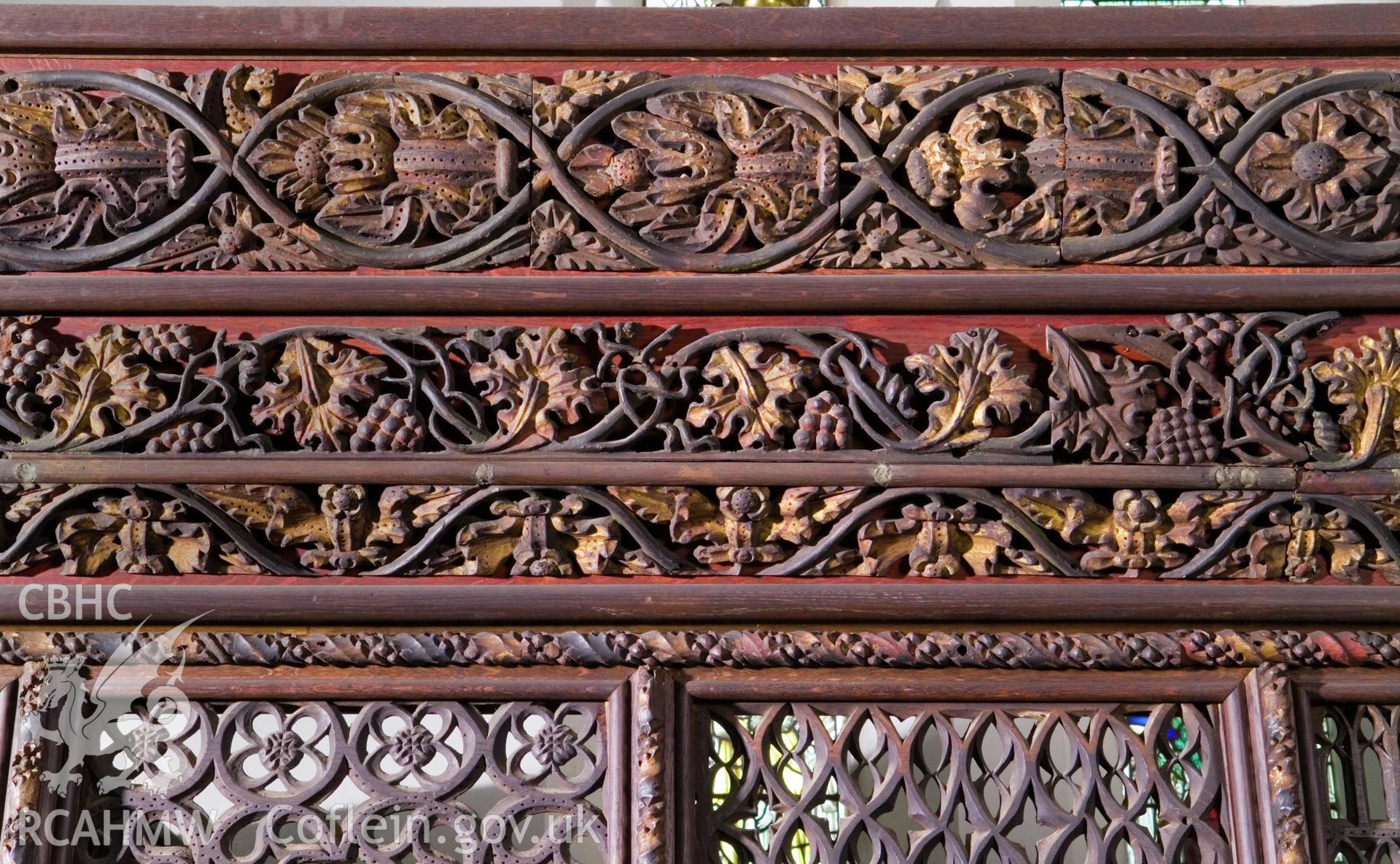 Detail of painted mediaeval screen cornice.