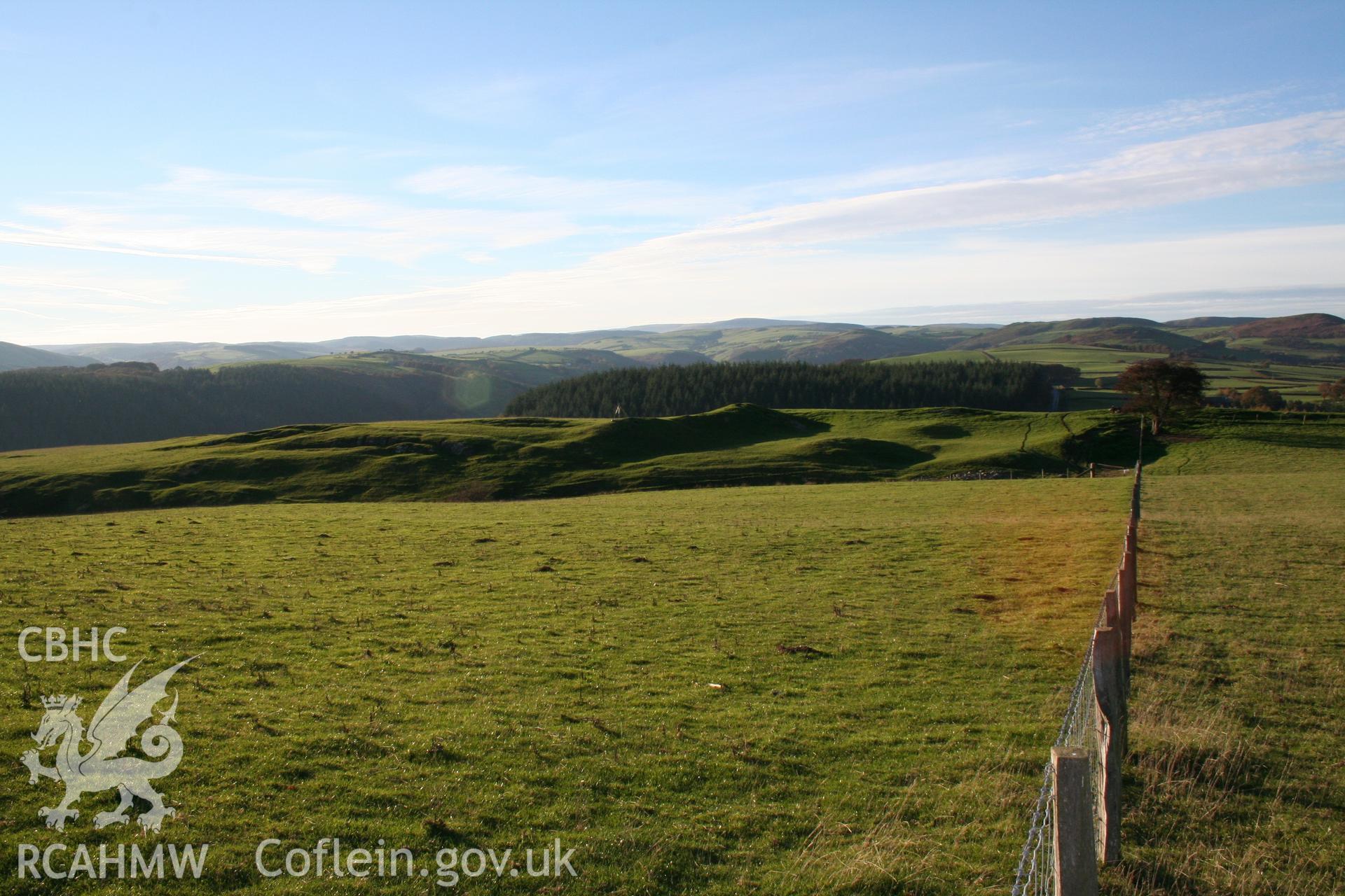 Pen'r-allt hillfort: view of hillfort from the east showing landscape setting