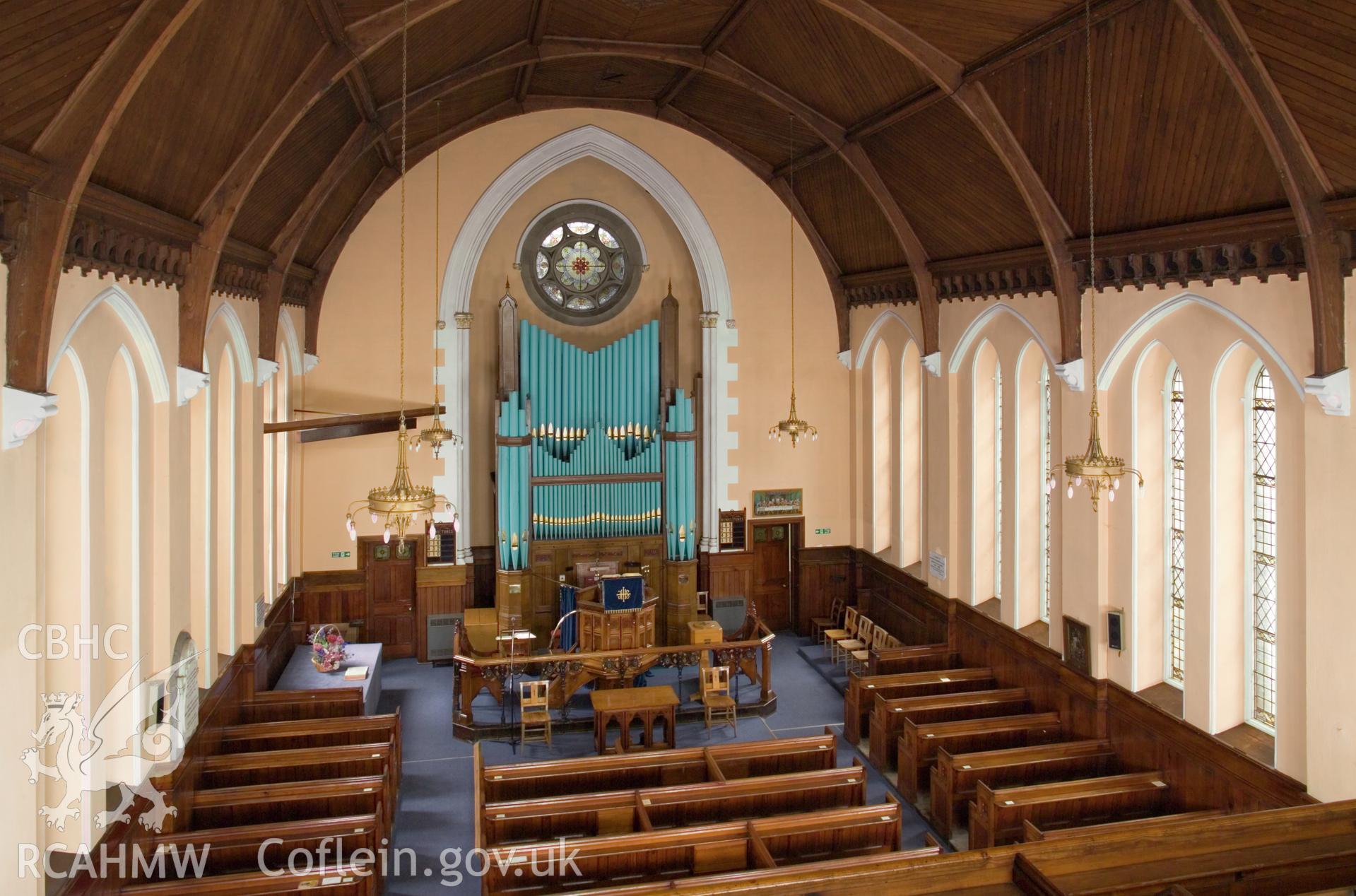 Interior, oblique, looking southeast from gallery.