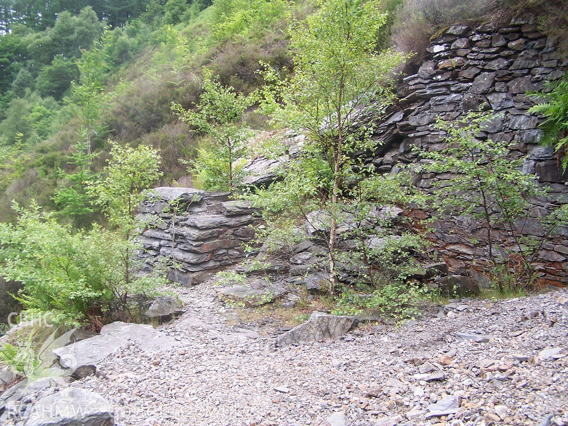 Retaining wall and buttress supporting launder, 30ft. wheel, view from NE.