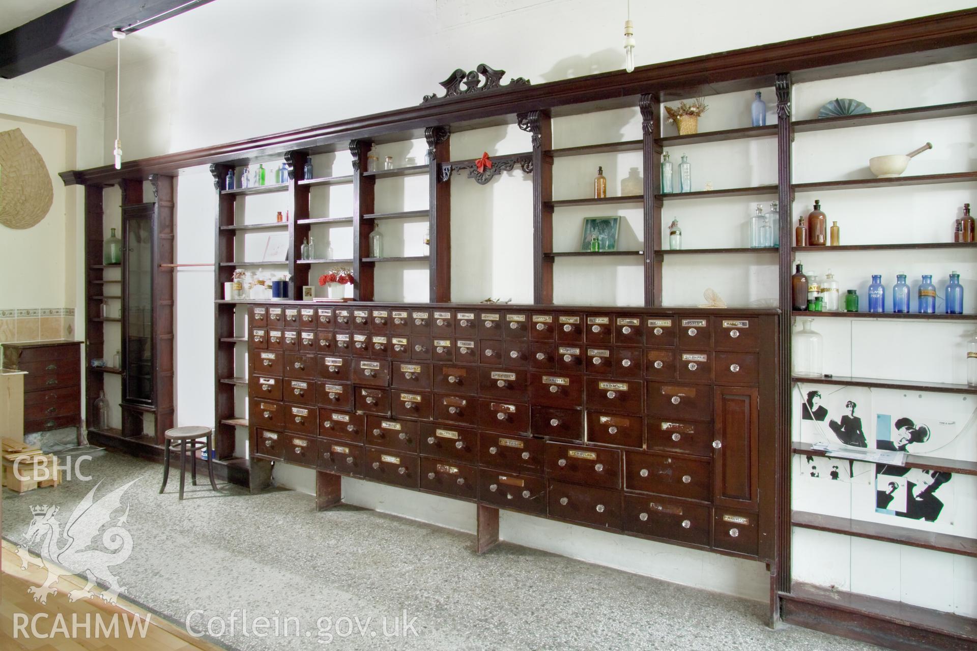 Interior medicine storage display.