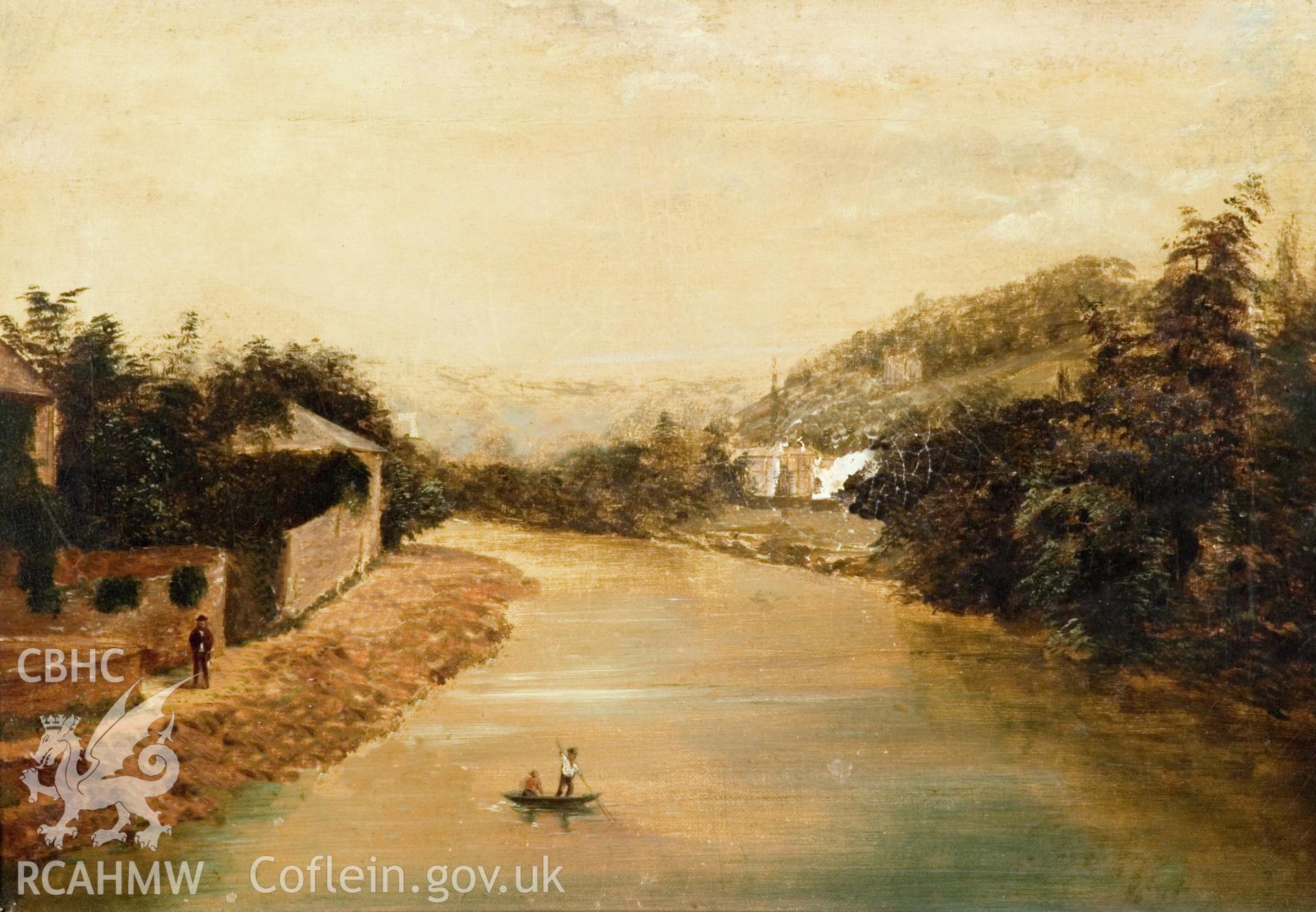 Oil painting of Newtown river scene.