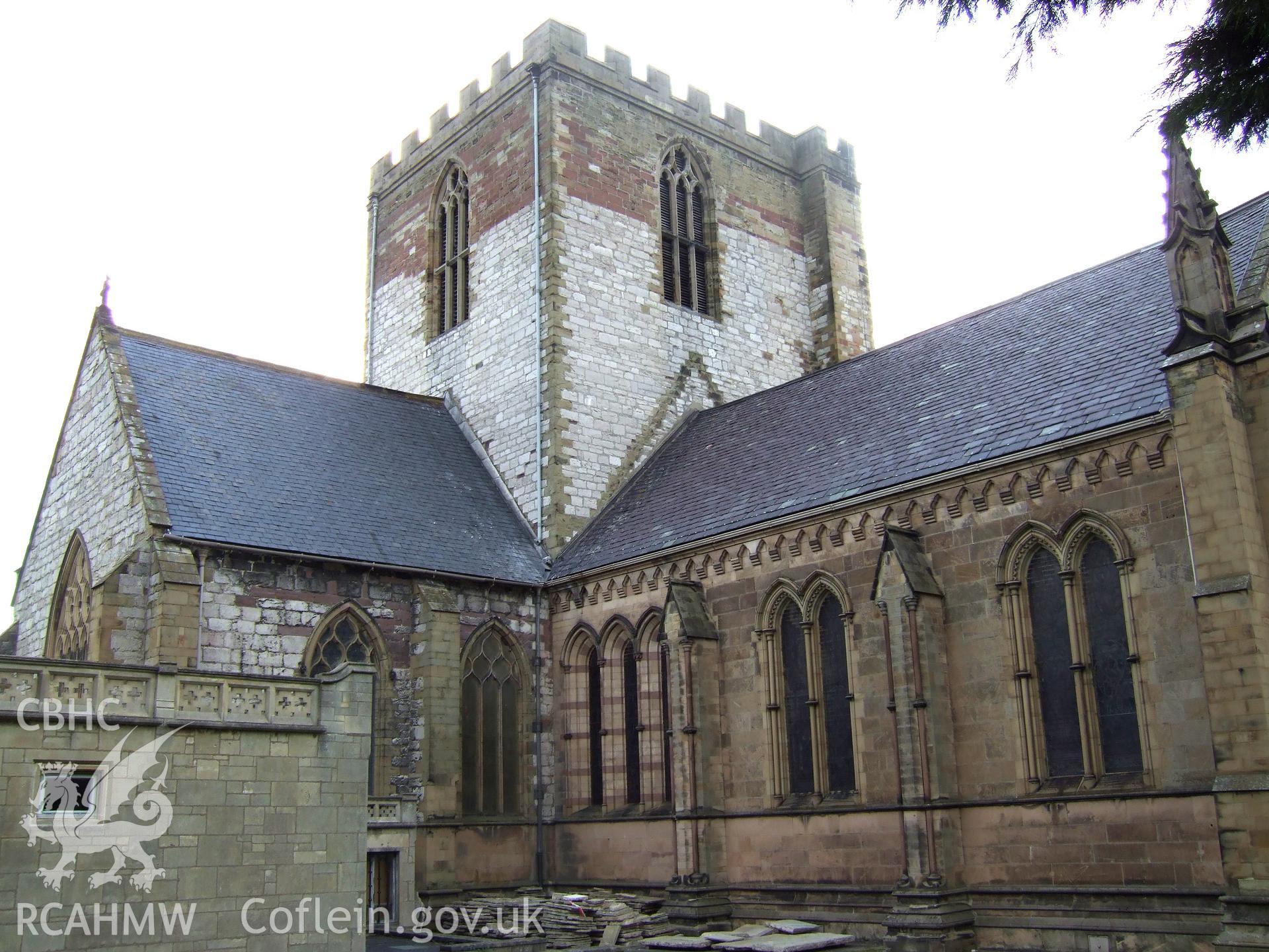 Central tower, chancel (right) and south-east transept (left) from the south-east.