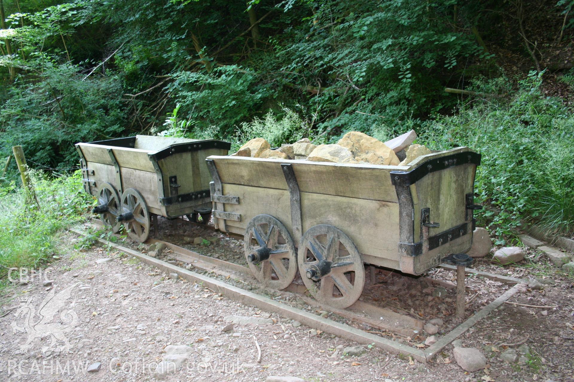 Replica of the trams used on Hill's Tramroad.  The hooks on the side were for attaching the tram to the horse harness, whilst the hook in the centre was for attaching the tram to the incline chain.