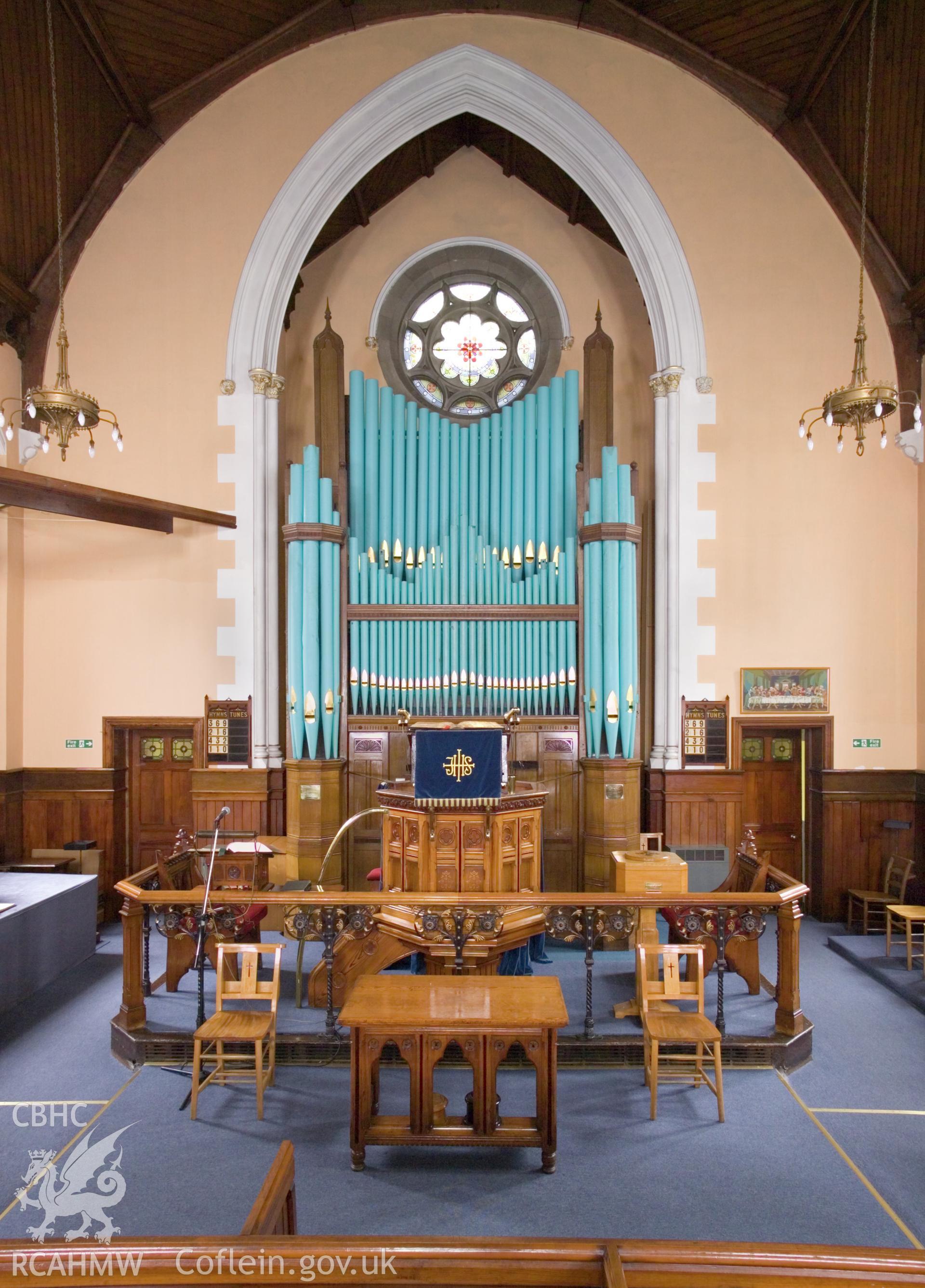 Sedd Fawr and organ from ground floor.